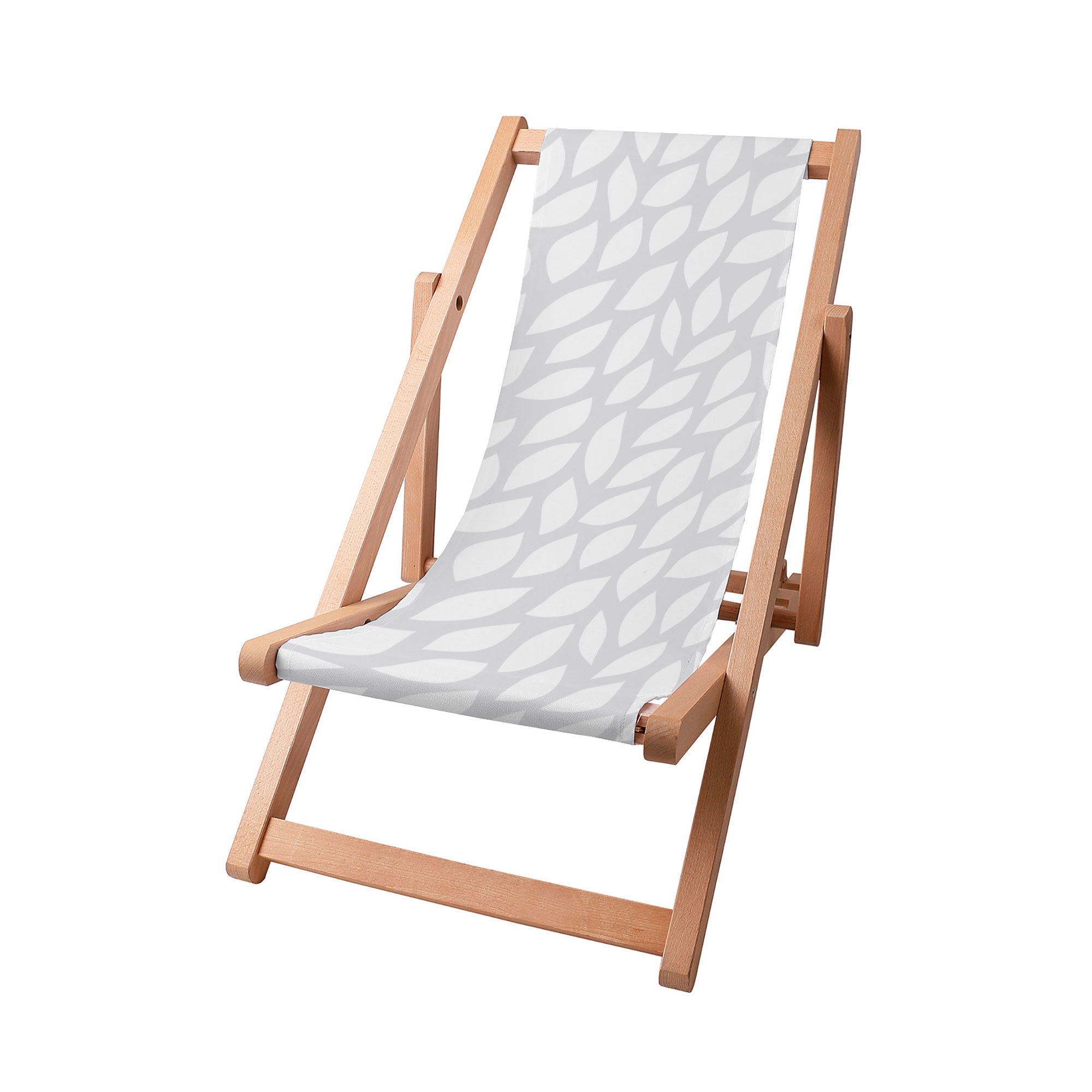Wooden Deck Chair Gray Abstract Leaves