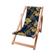 Dřevěné lehátko Monstera Gold Navy Blue-S