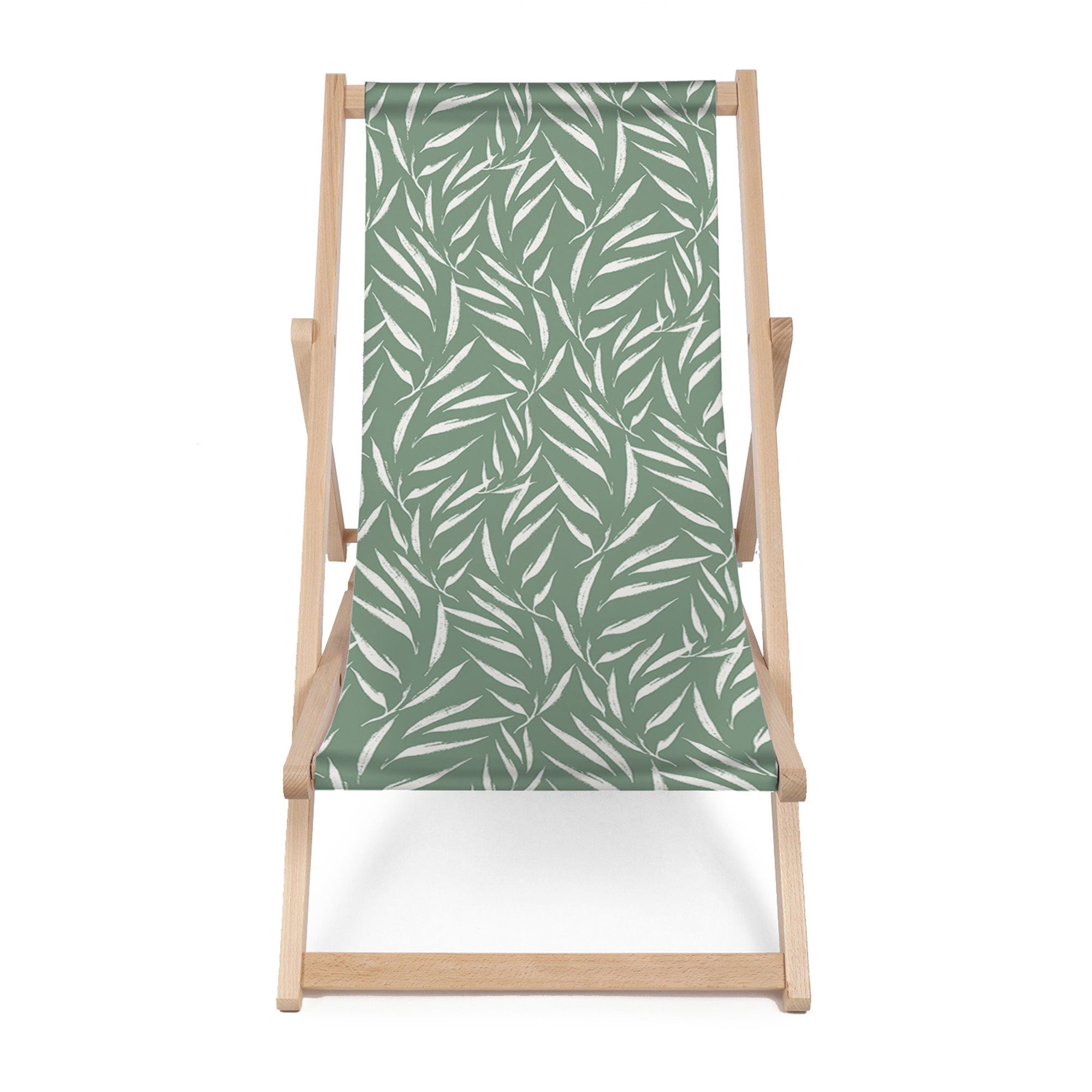 Wooden Deck Chair Abstract Brush Leaves-M