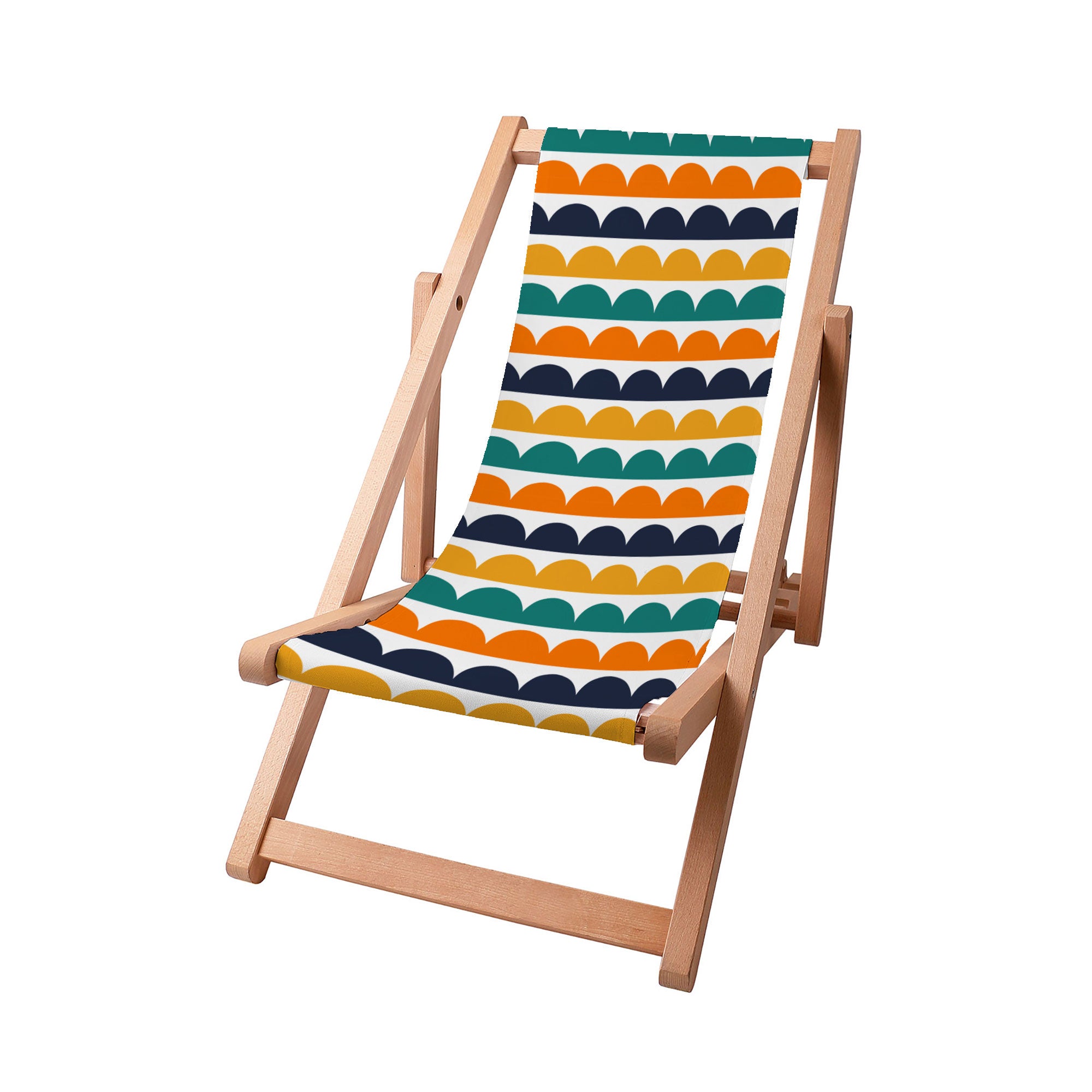 Wooden Deck Chair Abstract Half Dots-S