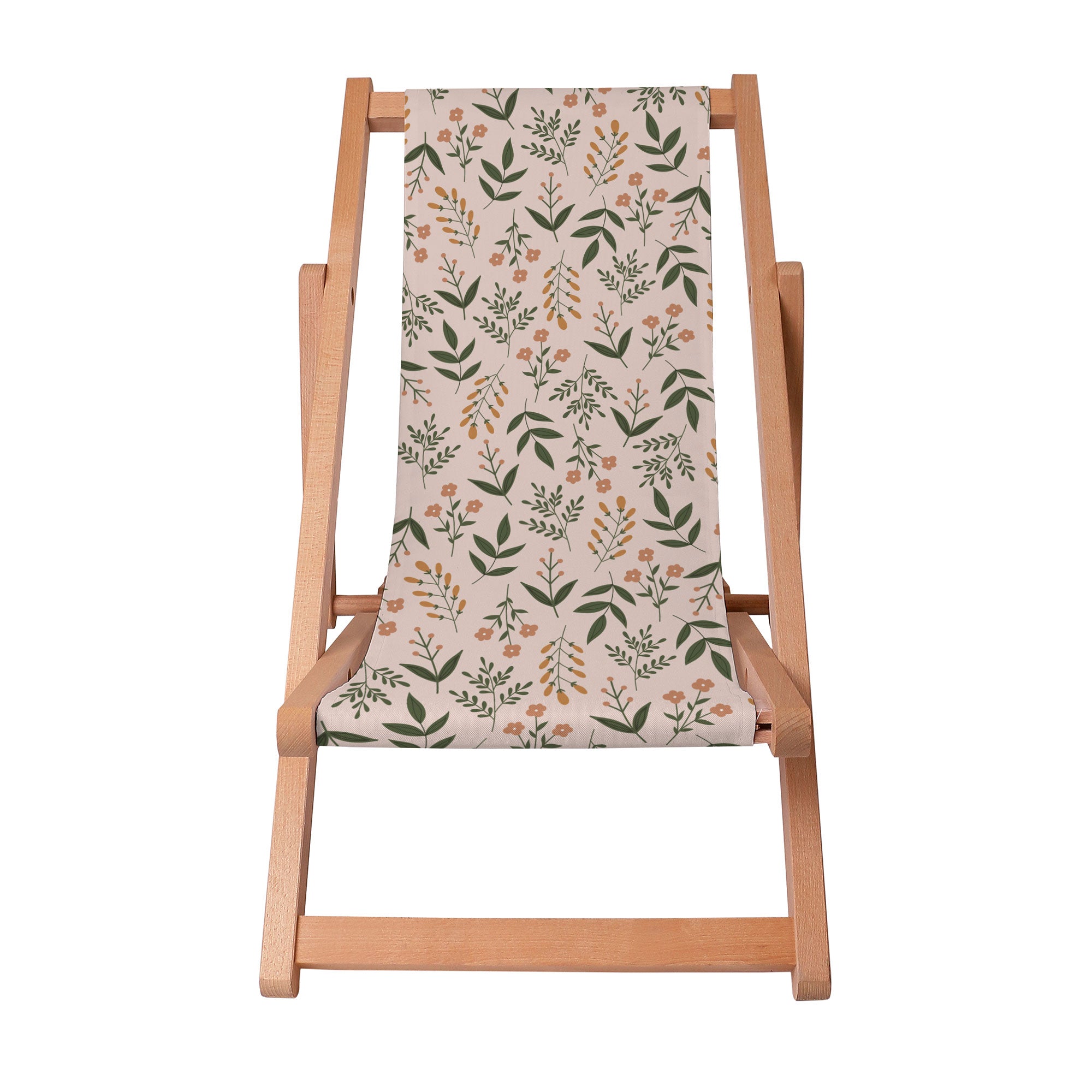 Wooden Deck Chair Botanical Beige Pattern