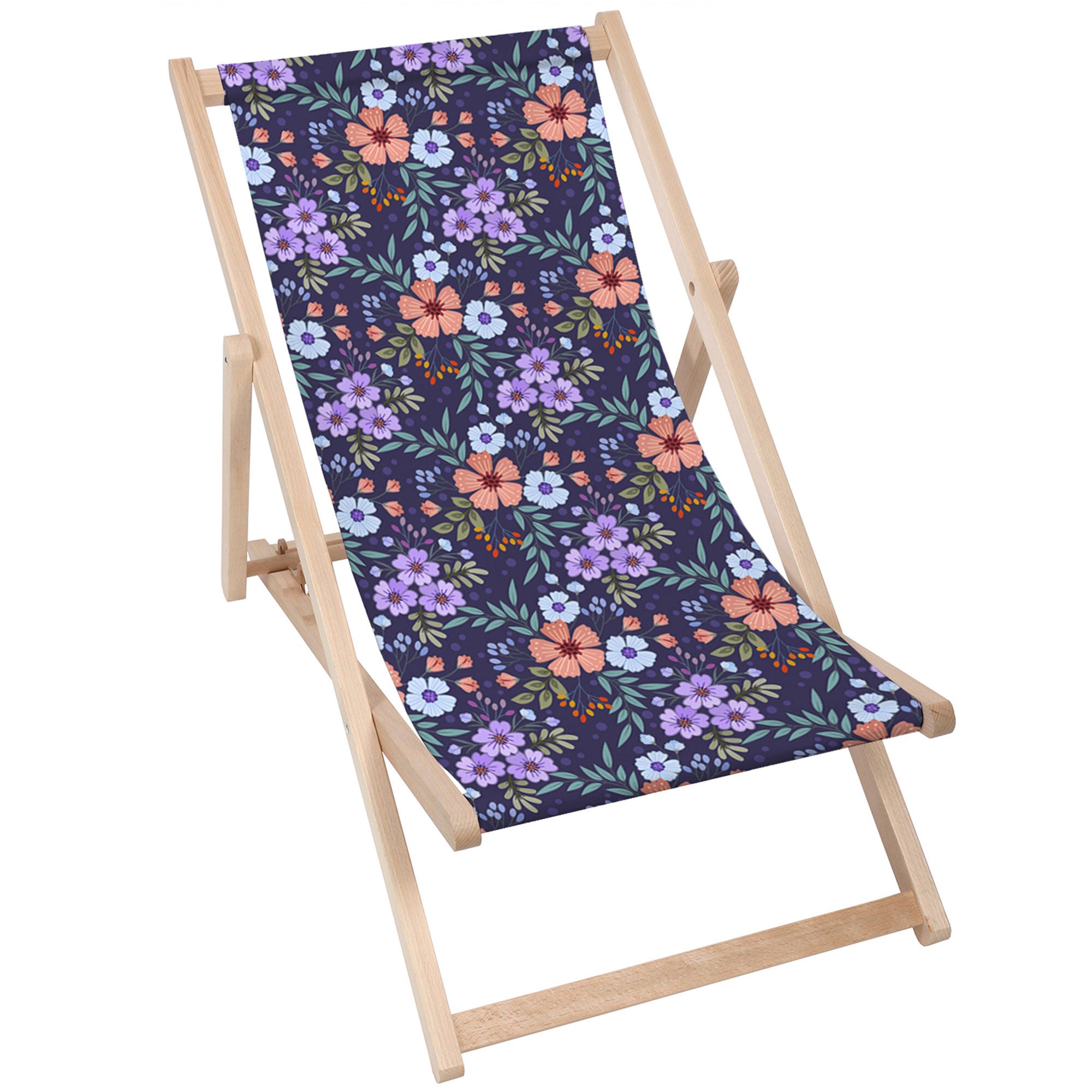Wooden Deck Chair Botanical Pattern-M
