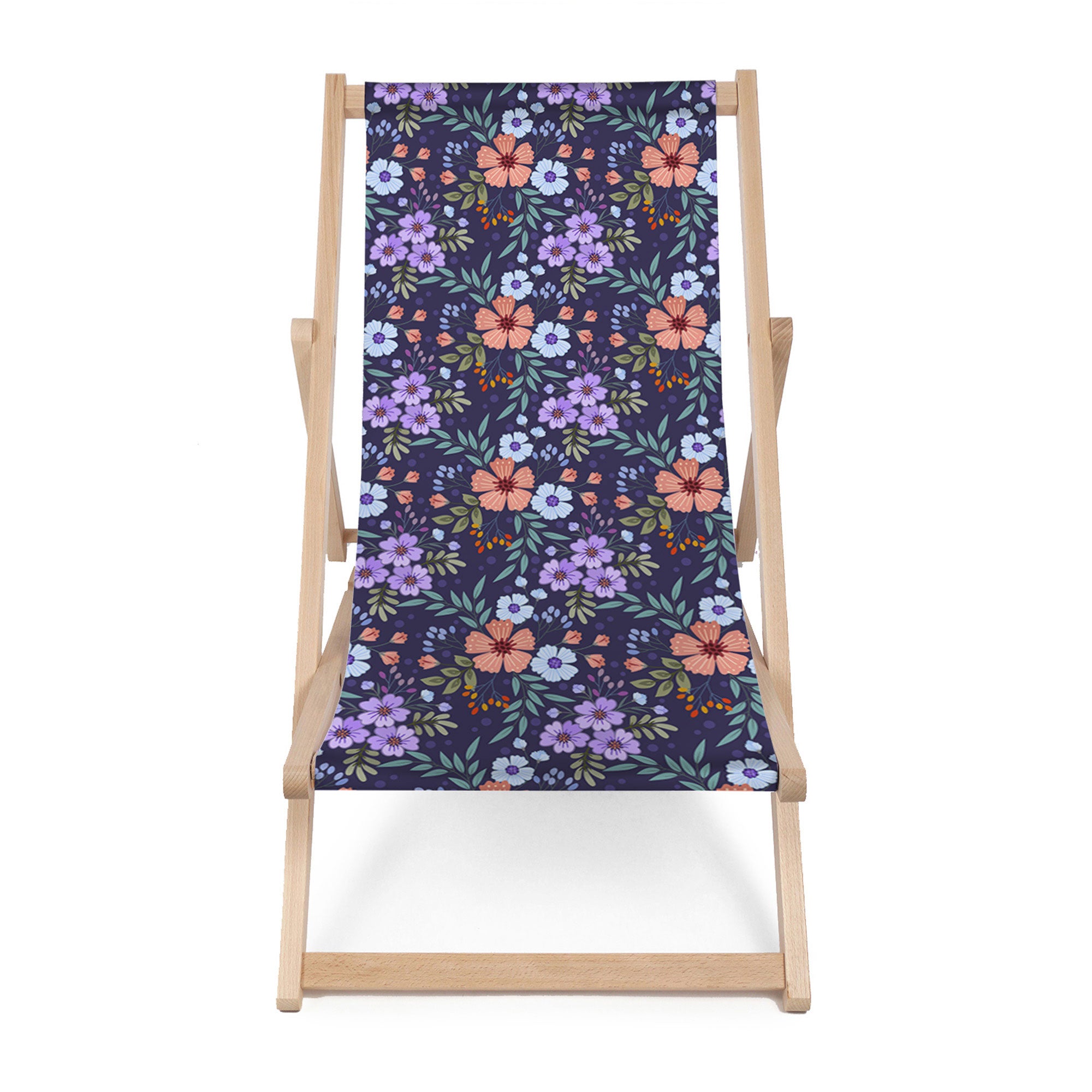 Wooden Deck Chair Botanical Pattern-M