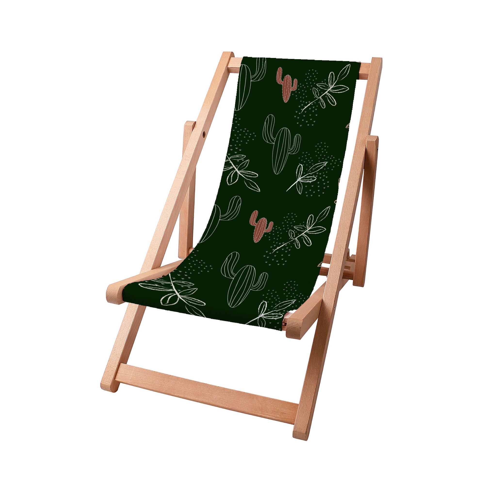 Wooden Deck Chair Cactus Doodles