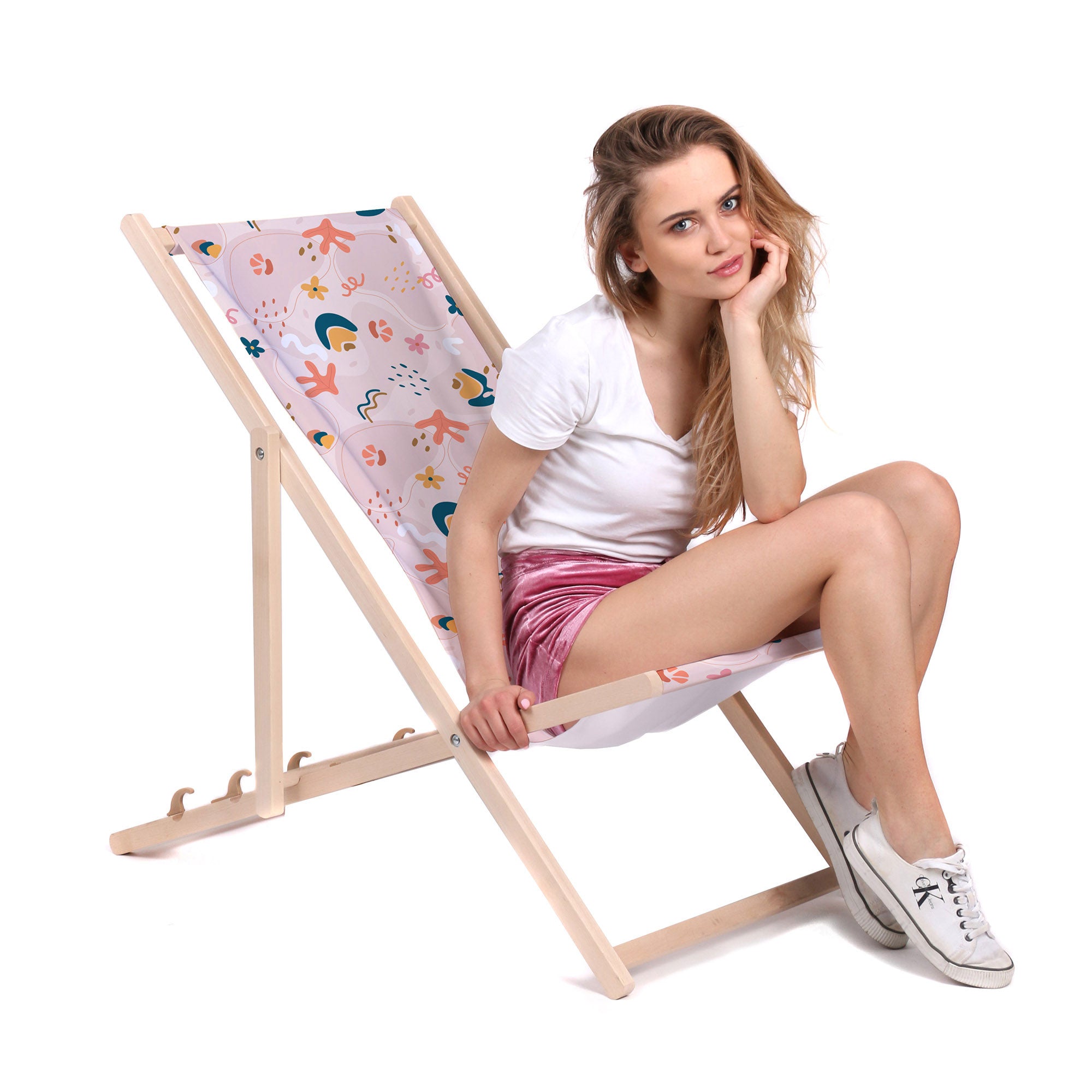 Wooden Deck Chair Cheerful Abstract-M