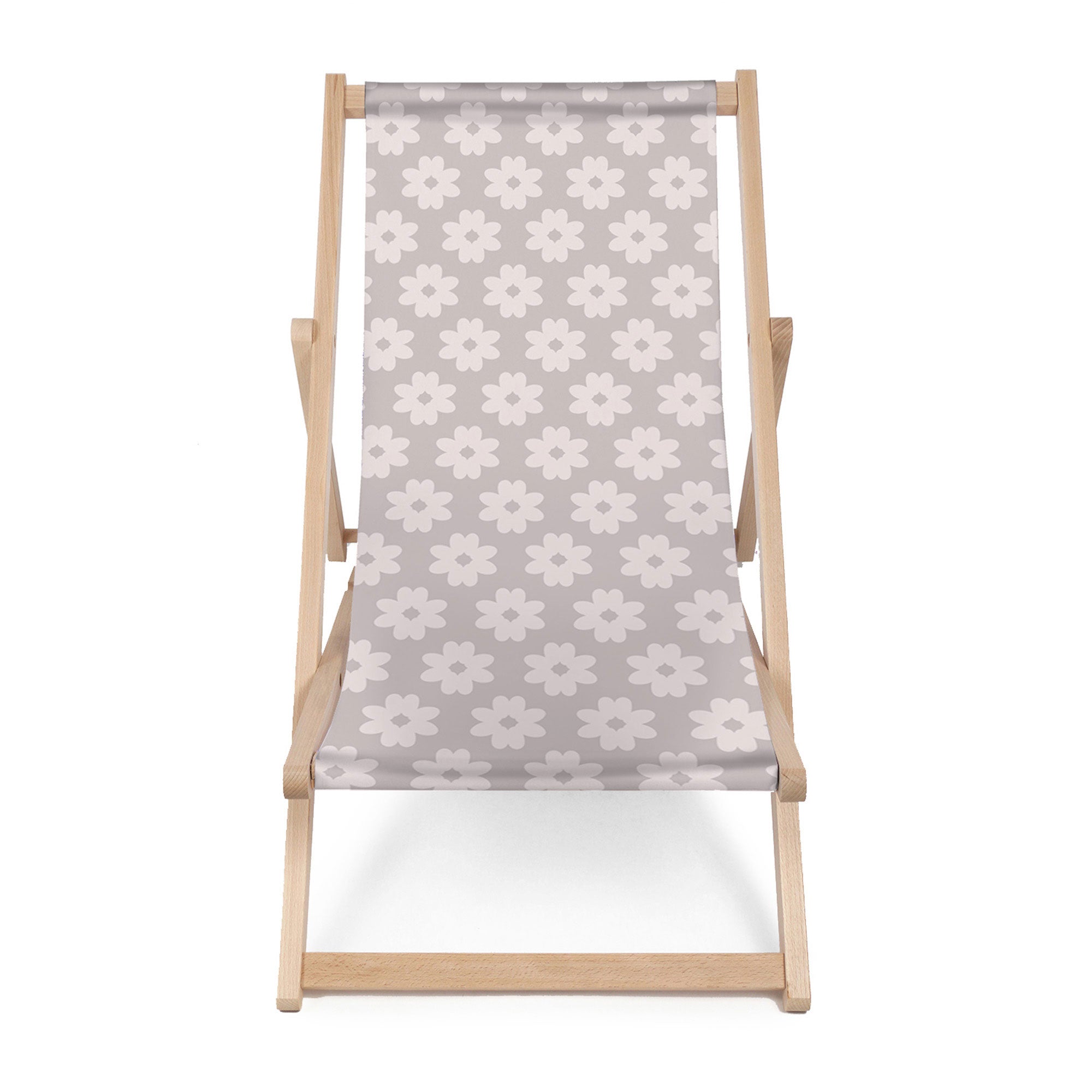 Wooden Deck Chair Daisies on Grey-M