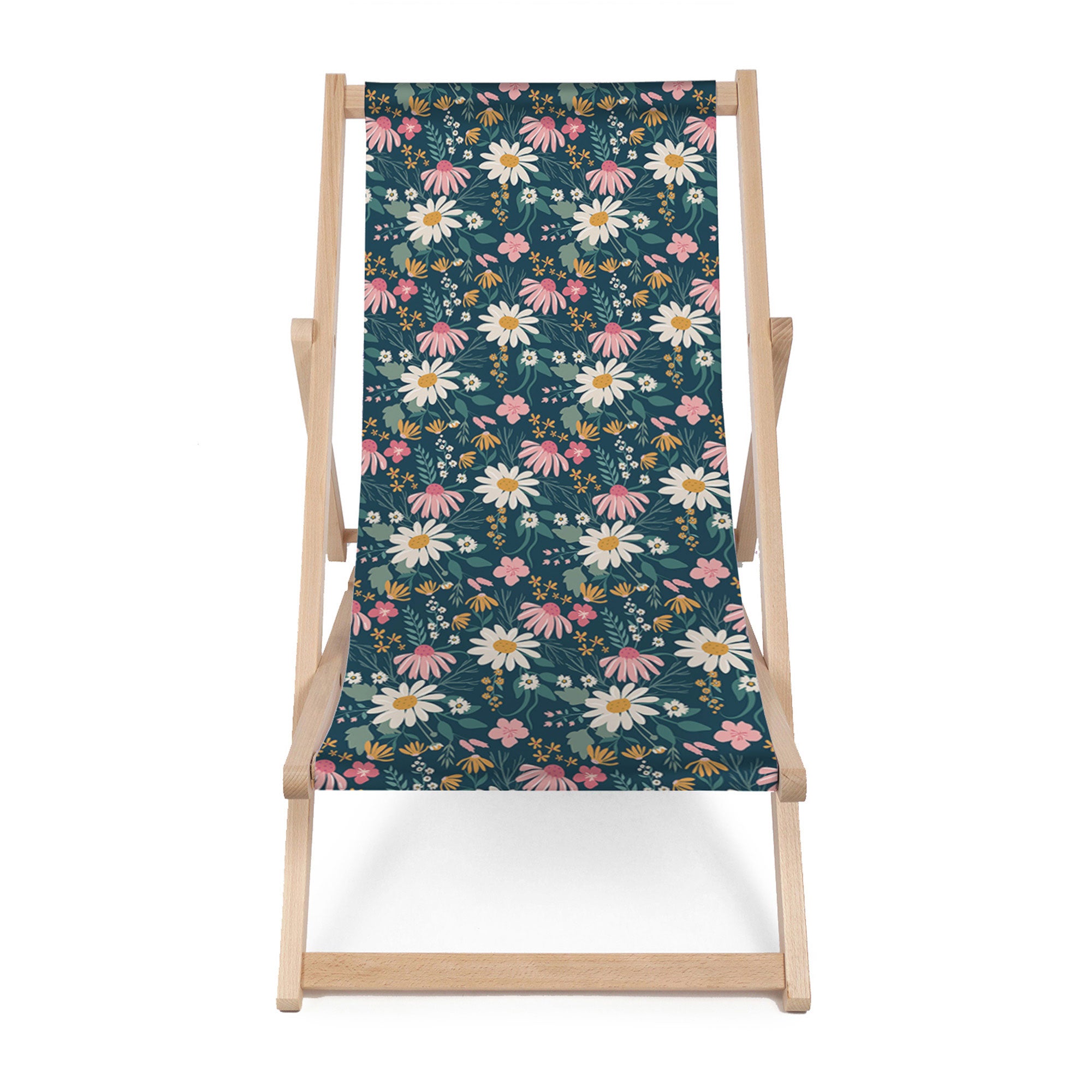 Wooden Deck Chair Daisy Meadow-M