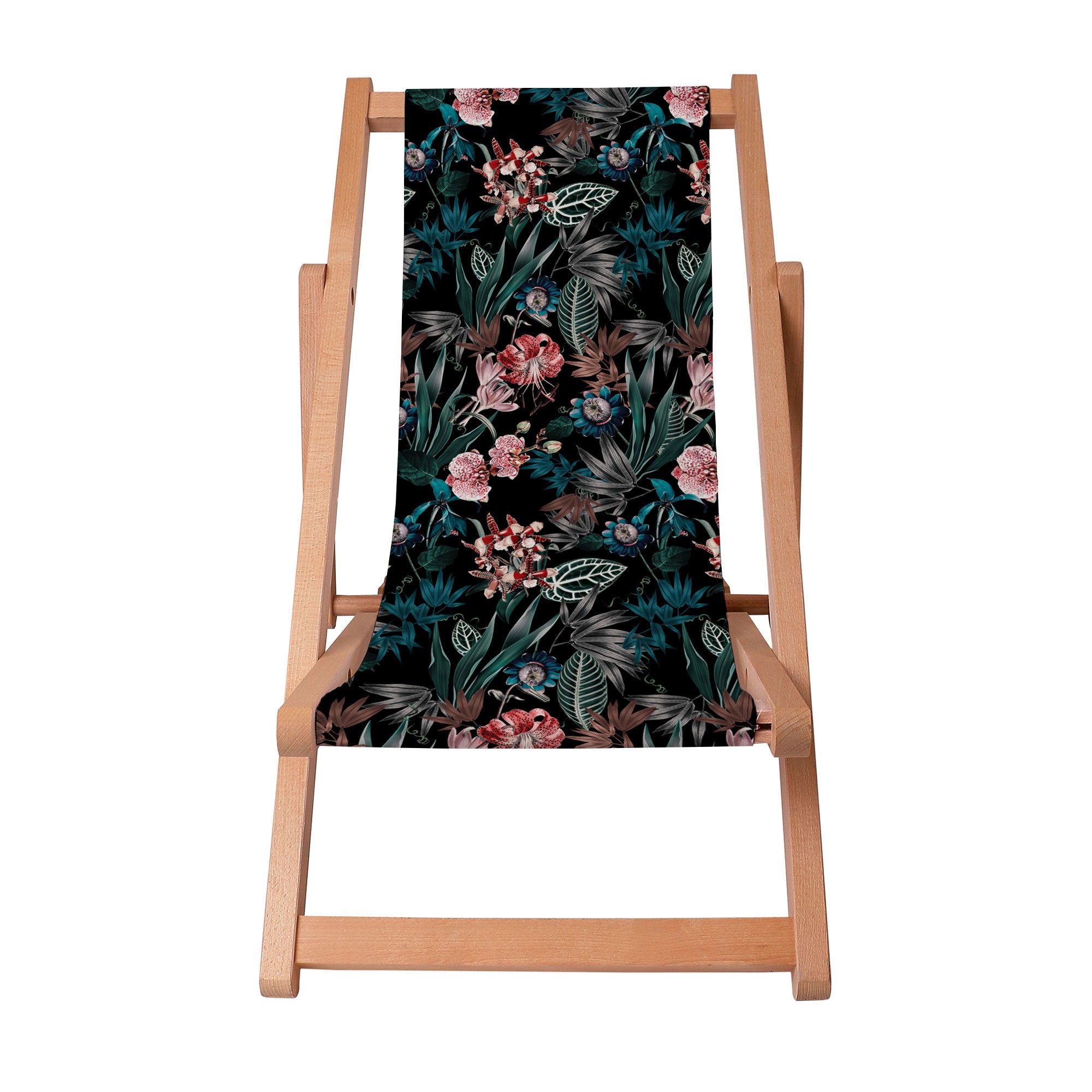 Wooden Deck Chair Dark Botanic-S