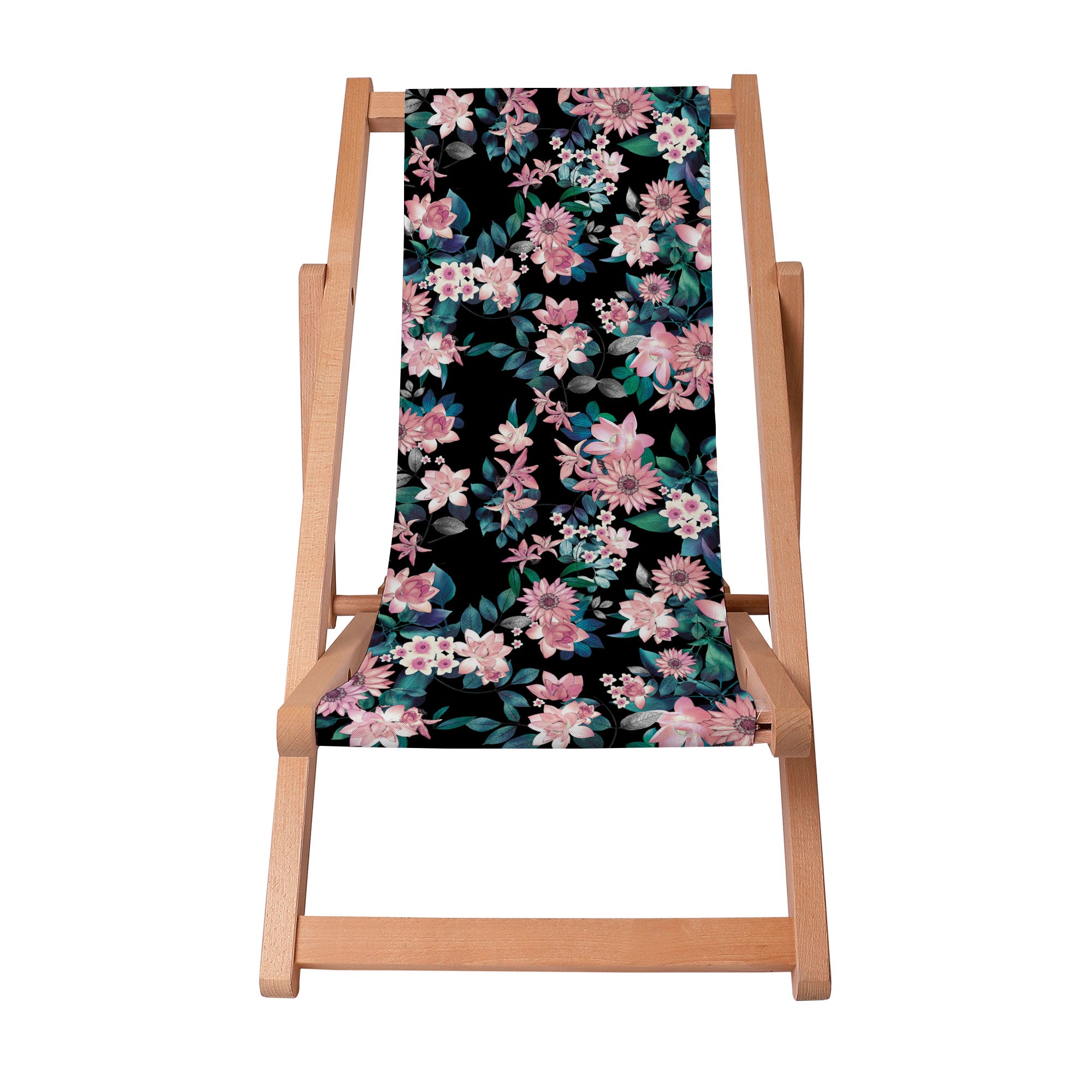 Wooden Deck Chair Dark Botanic Pink-S