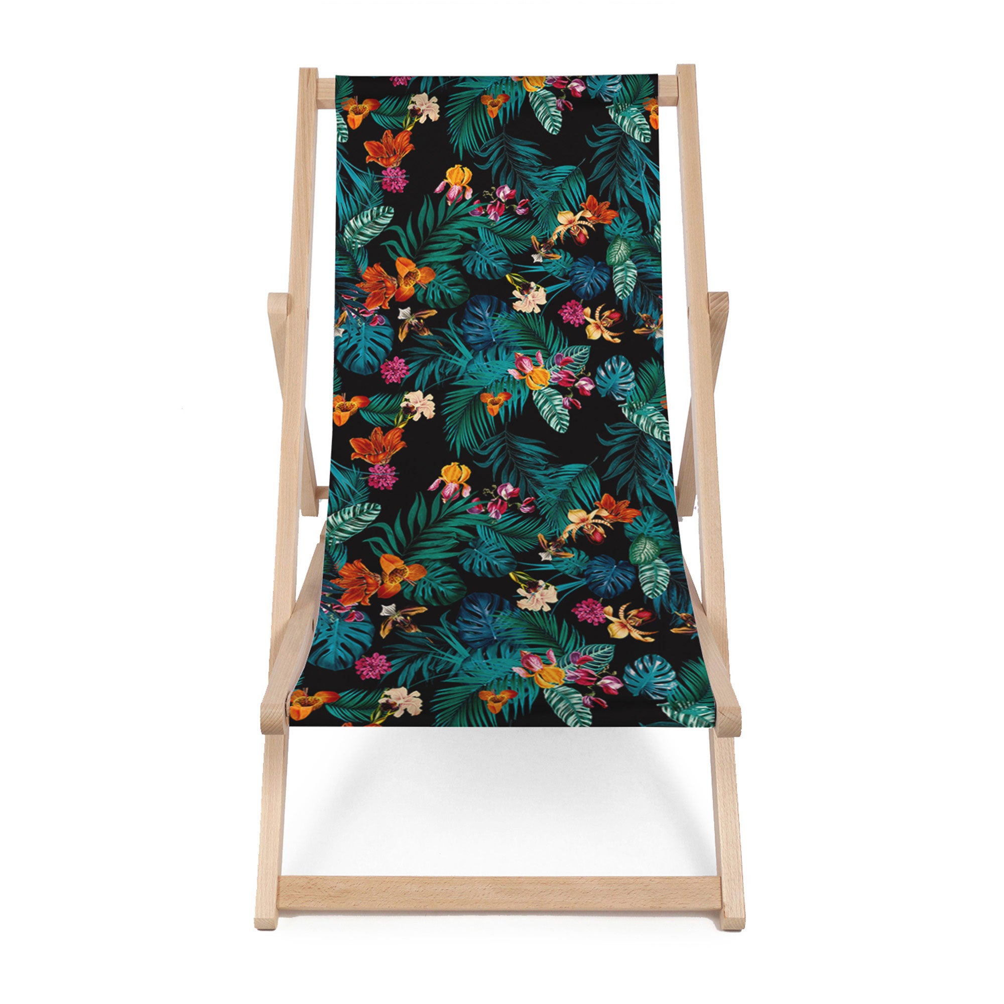 Wooden Deck Chair Dark Botanic Red-M