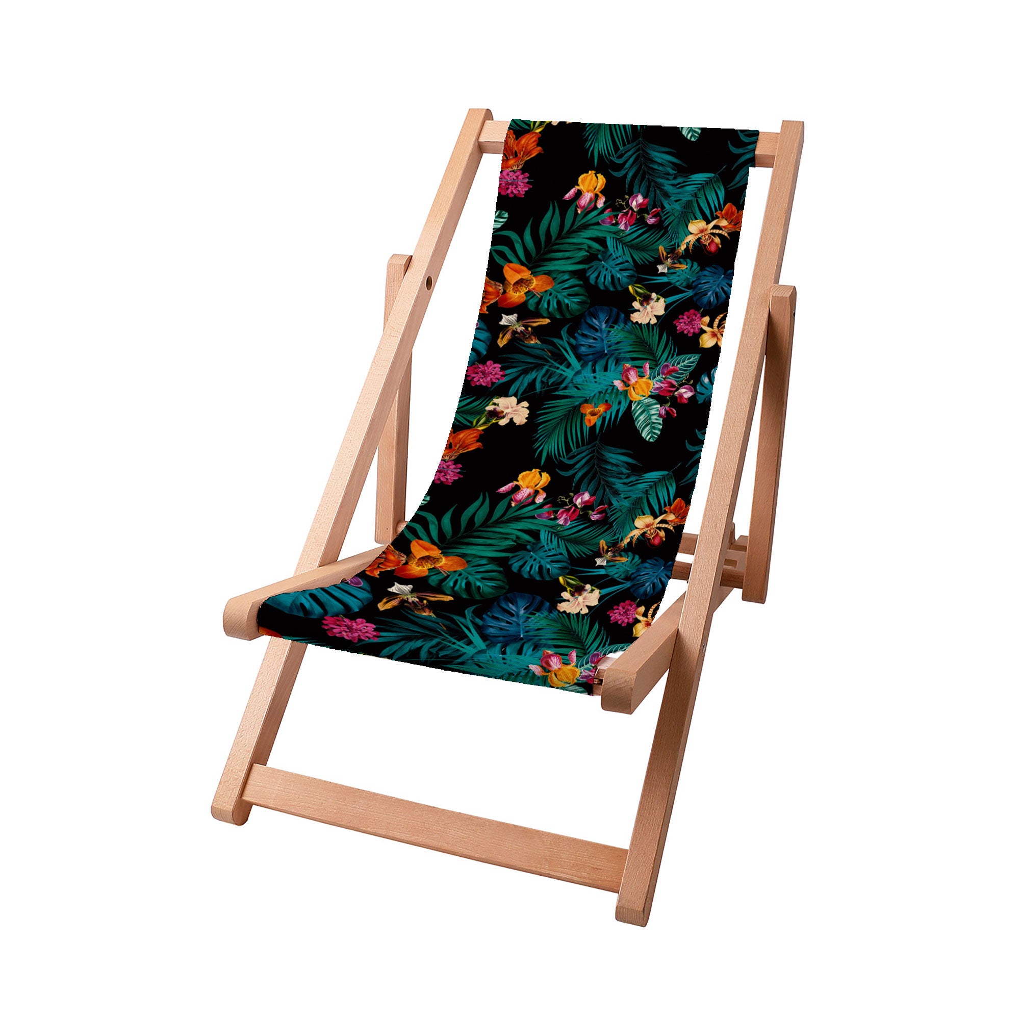 Wooden Deck Chair Dark Botanic Red