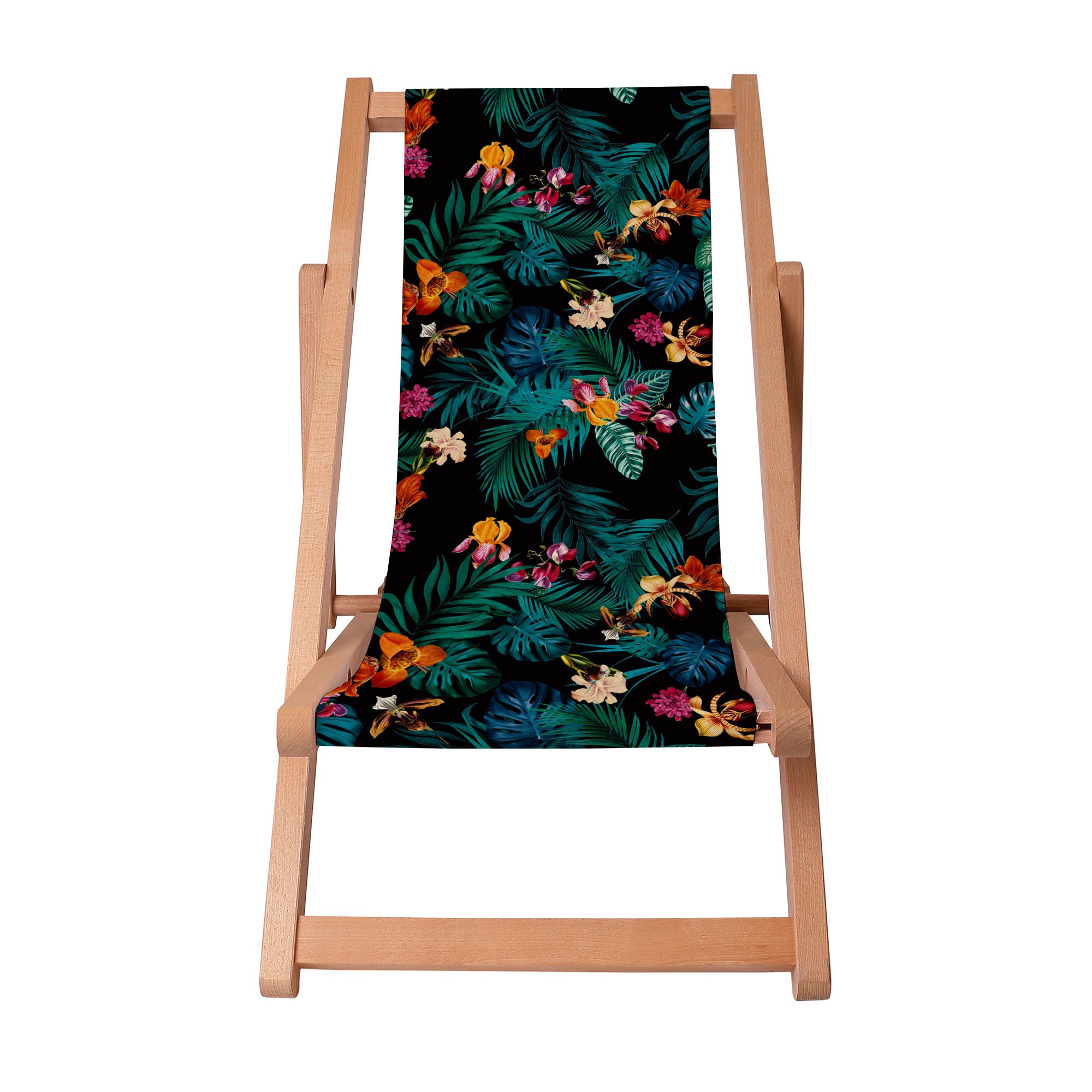 Wooden Deck Chair Dark Botanic Red