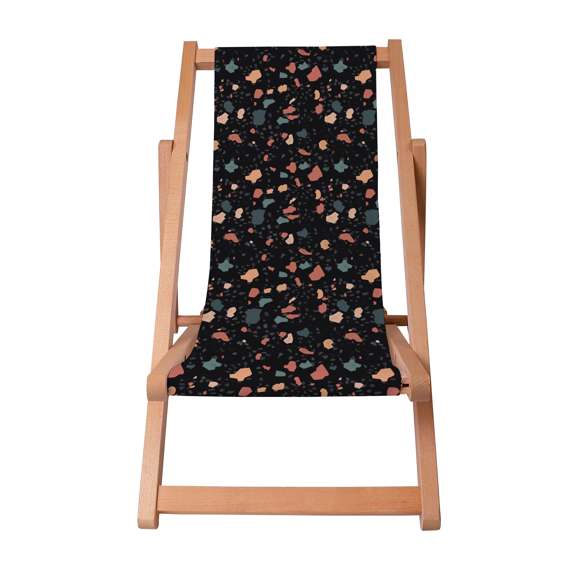 Wooden Deck Chair Dark Terrazzo