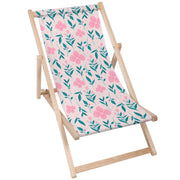 Wooden Deck Chair Delicate Pink Flowers-M