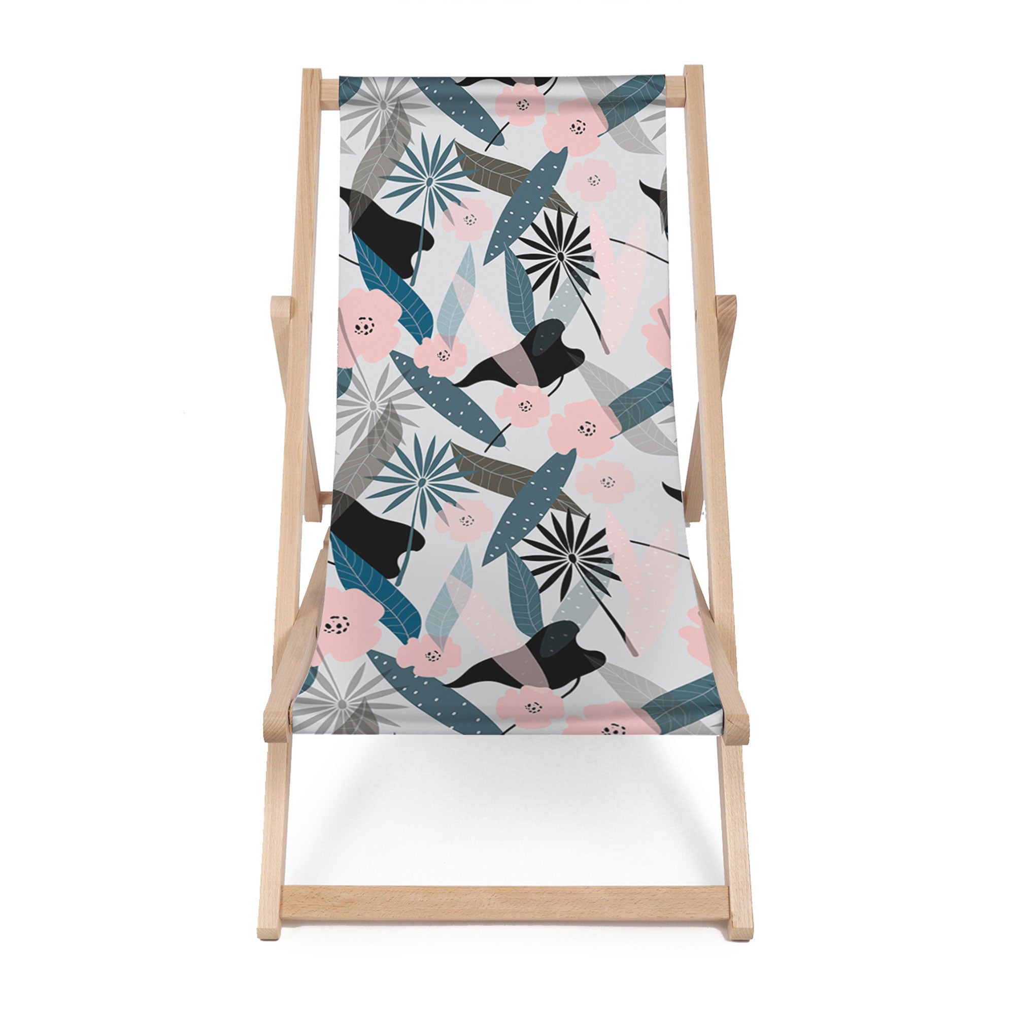 Wooden Deck Chair Early Morning Flowers-M