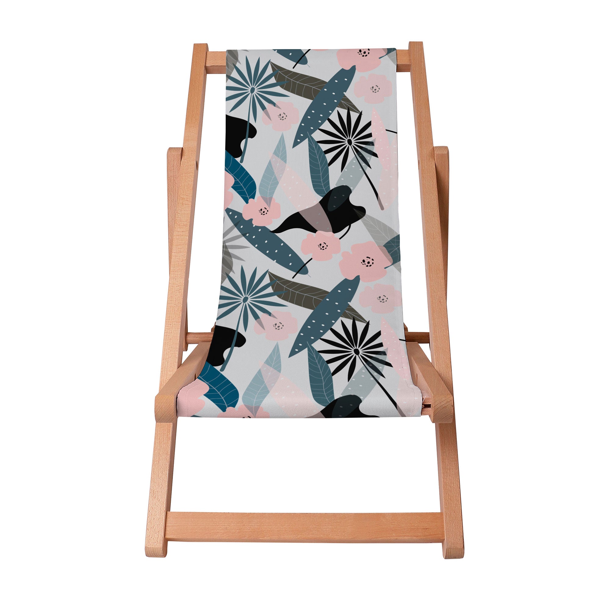 Wooden Deck Chair Early Morning Flowers-S
