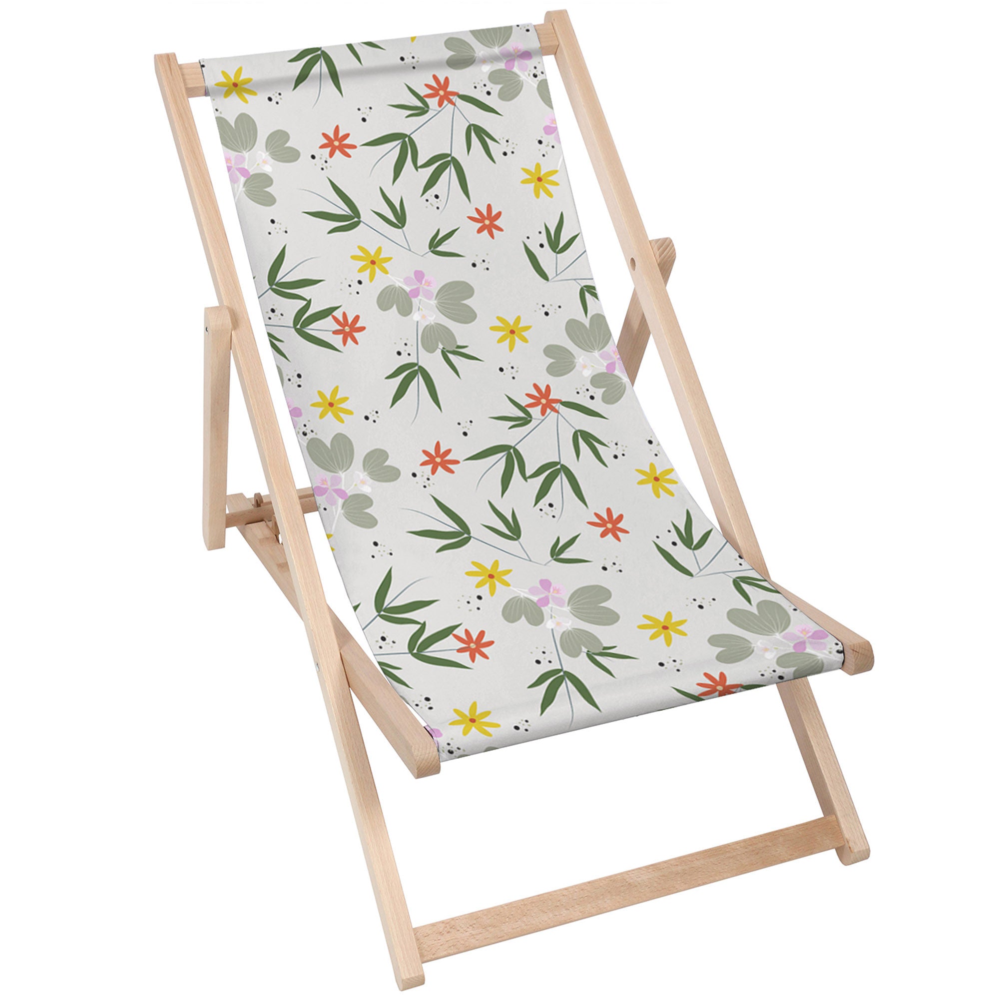 Wooden Deck Chair Flower Doodling-M
