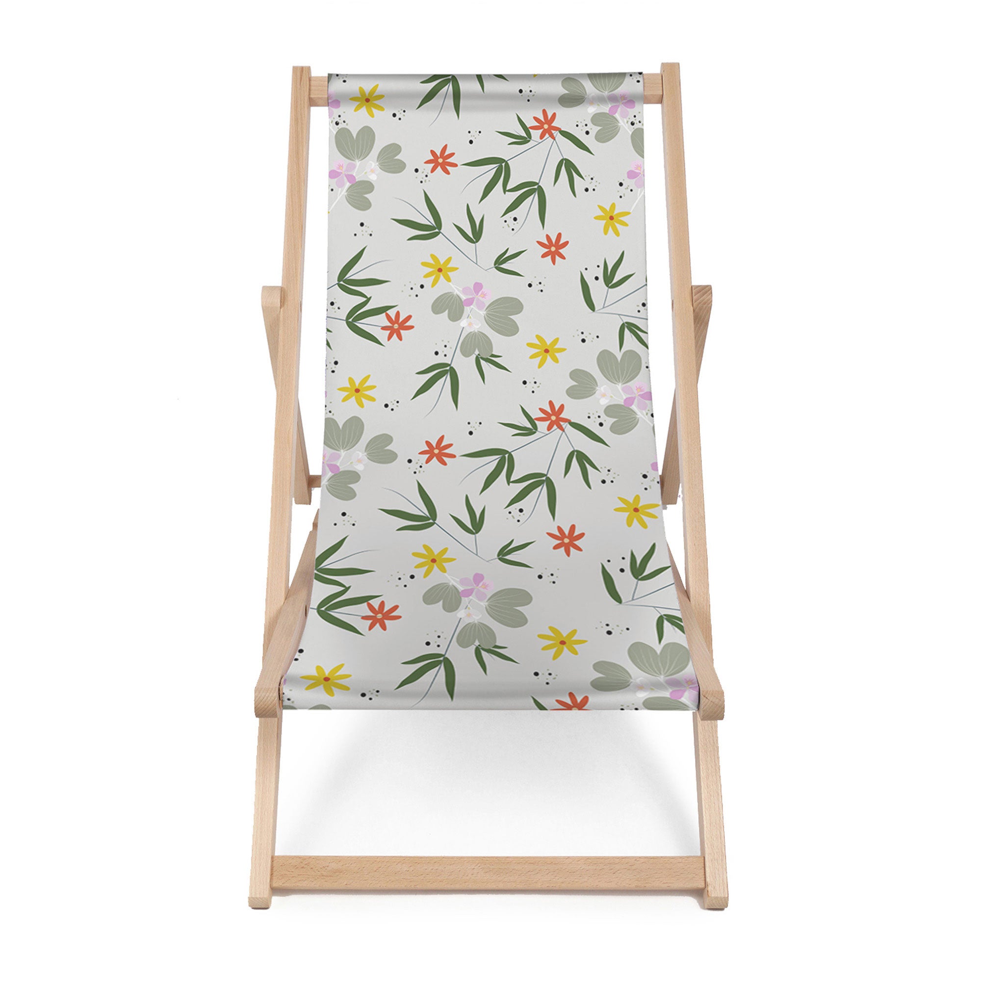 Wooden Deck Chair Flower Doodling-M