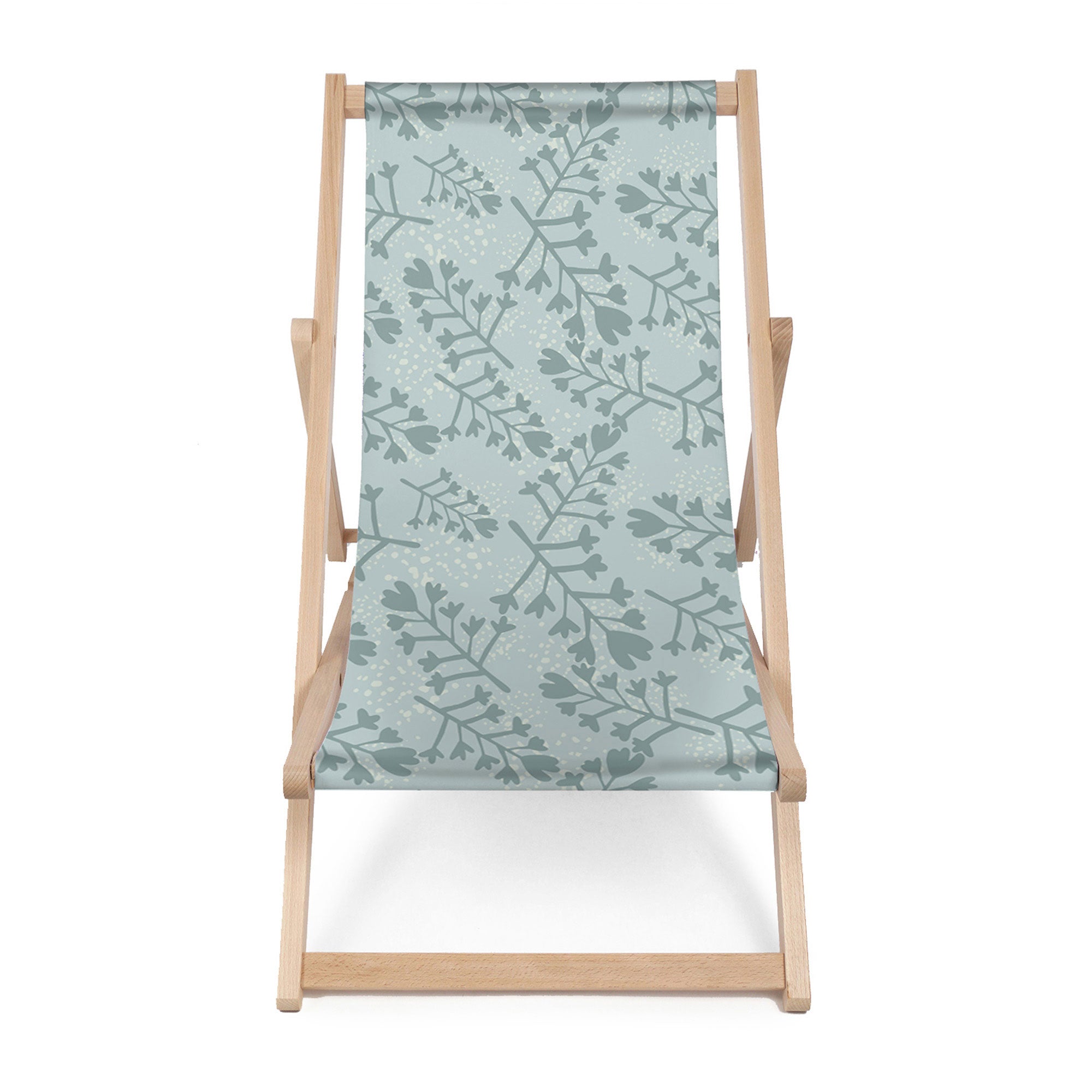 Wooden Deck Chair Flowers and Branches Pattern-M