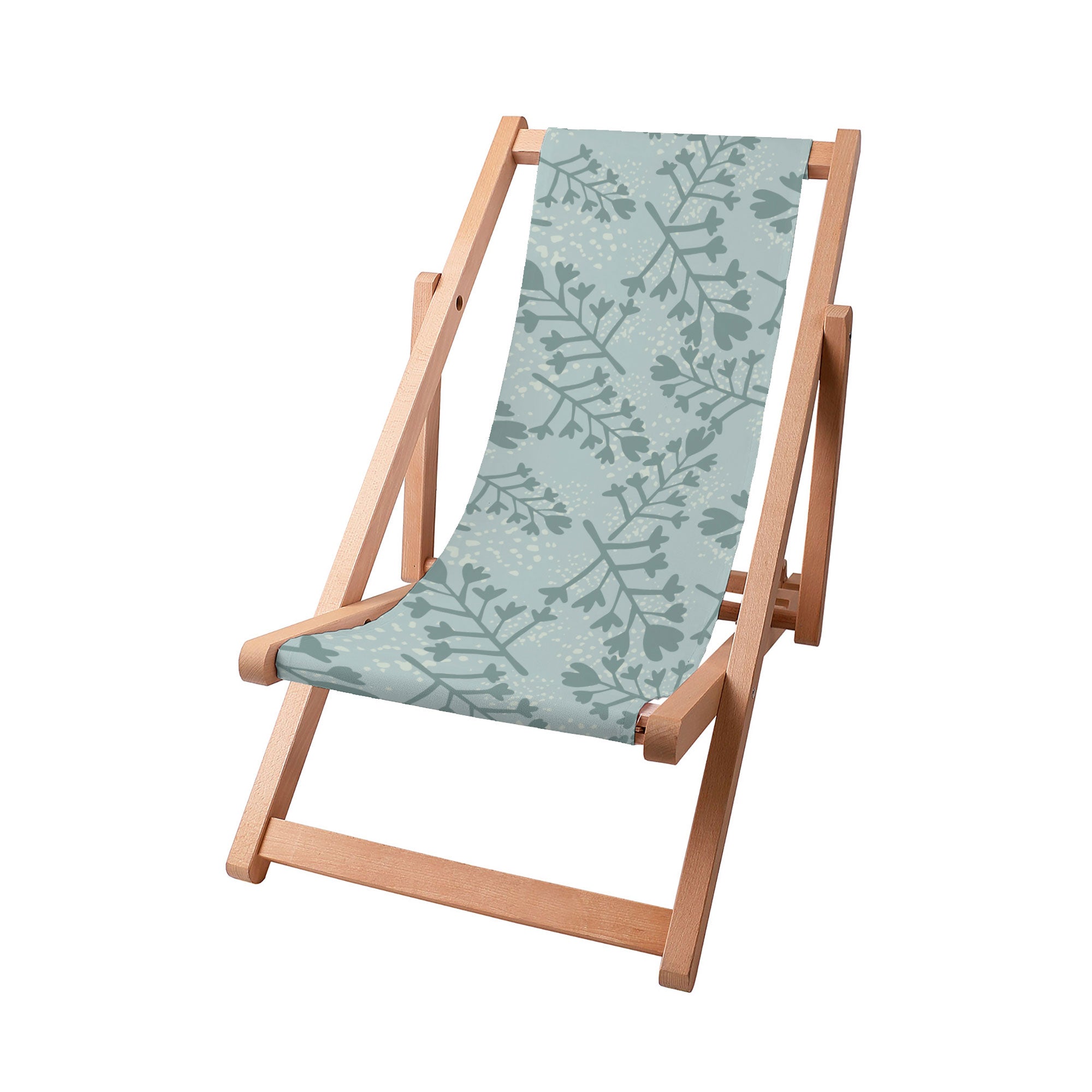 Wooden Deck Chair Flowers and Branches Pattern