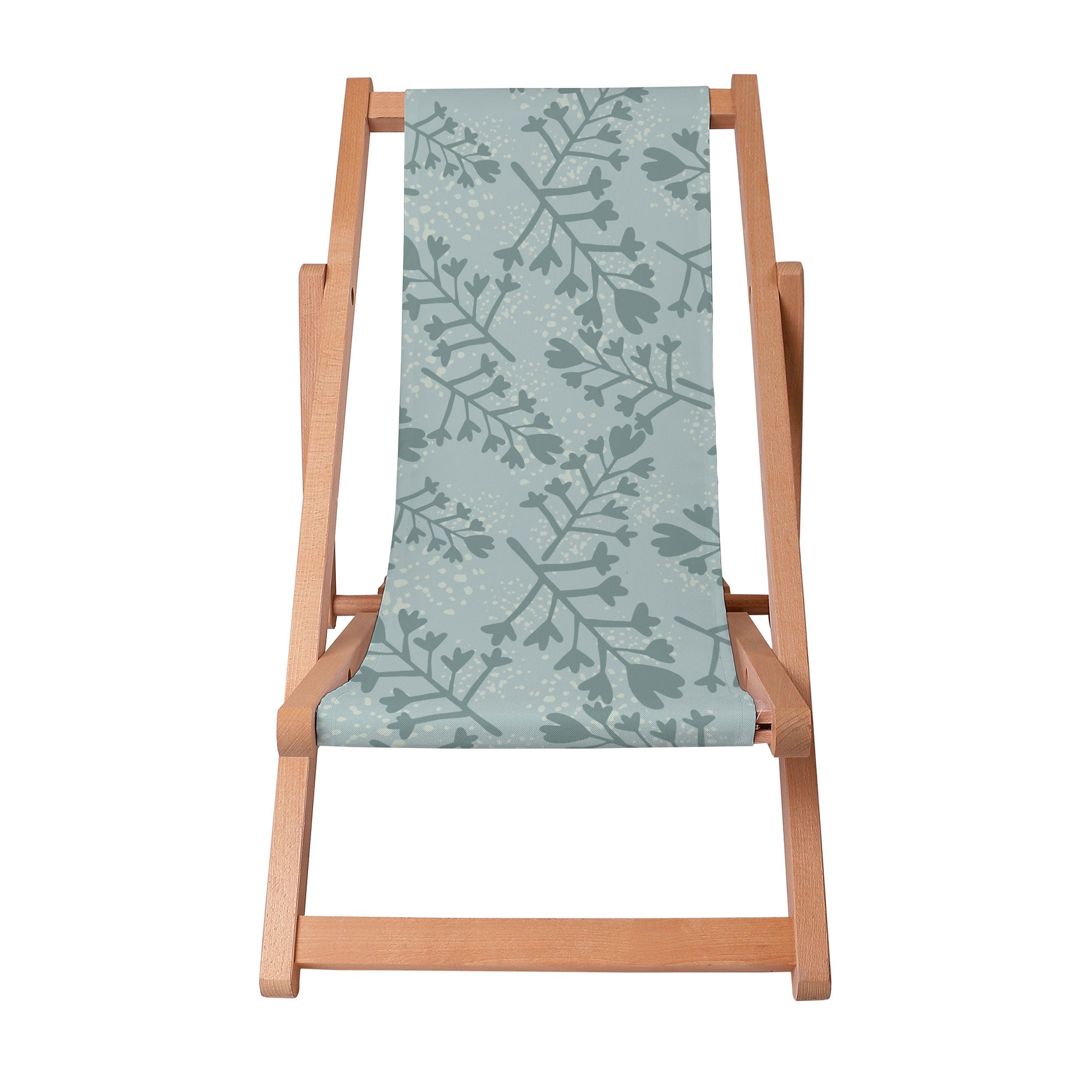 Wooden Deck Chair Flowers and Branches Pattern