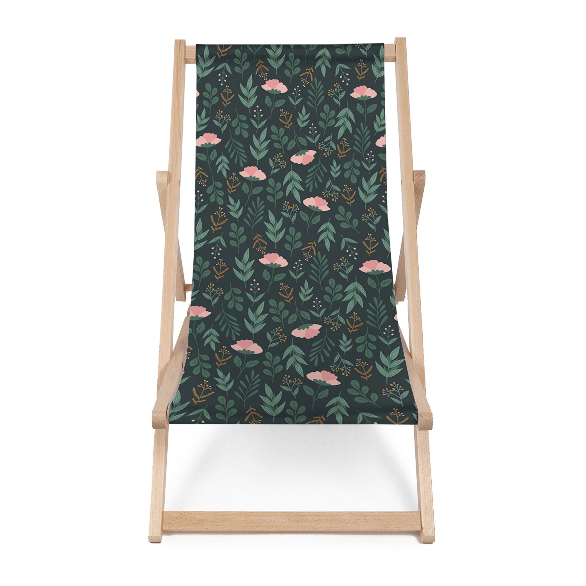 Wooden Deck Chair Garden Leaves-M
