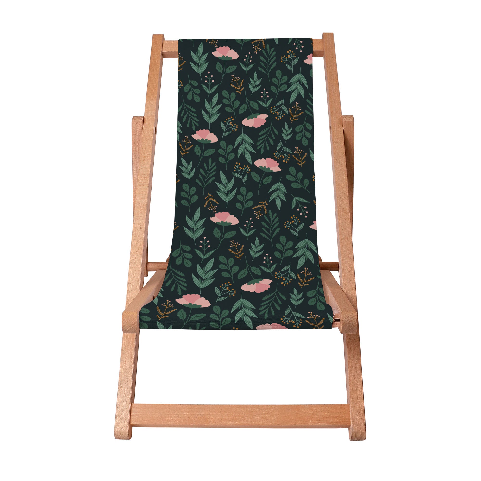 Wooden Deck Chair Garden Leaves