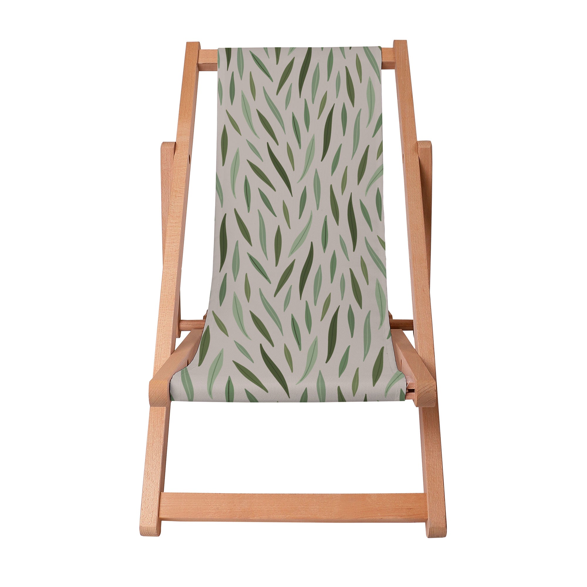 Wooden Deck Chair Green Leaves Pattern-S