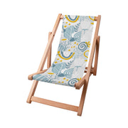 Wooden Deck Chair Grey Floral Pattern