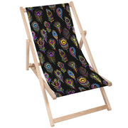 Wooden Deck Chair Colorful Peacock Eye-M
