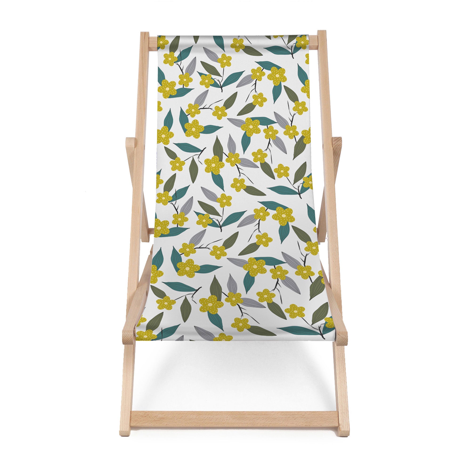 Wooden Deck Chair Lemon Flowers-M