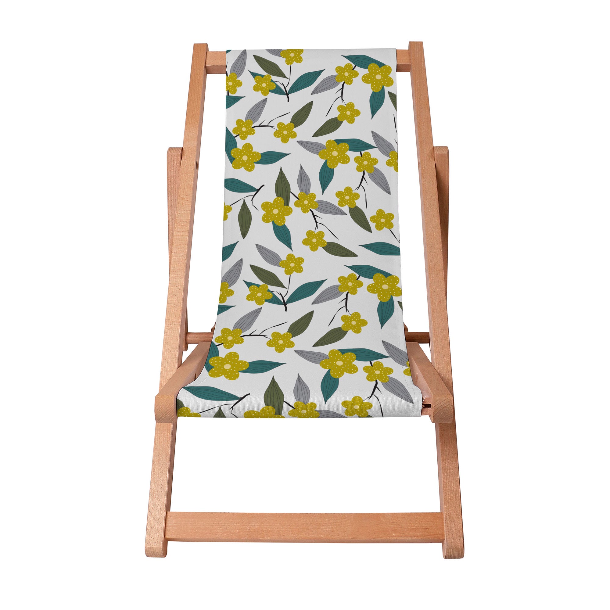 Wooden Deck Chair Lemon Flowers-S