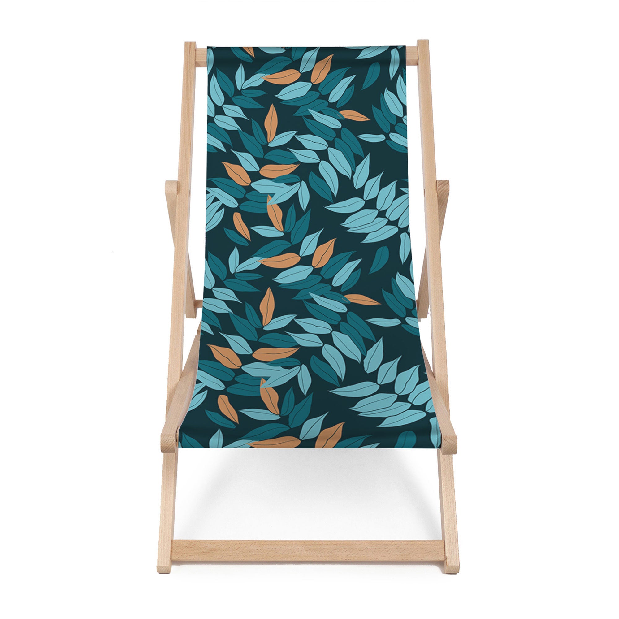 Wooden Deck Chair Minimal Leaves Pattern-M