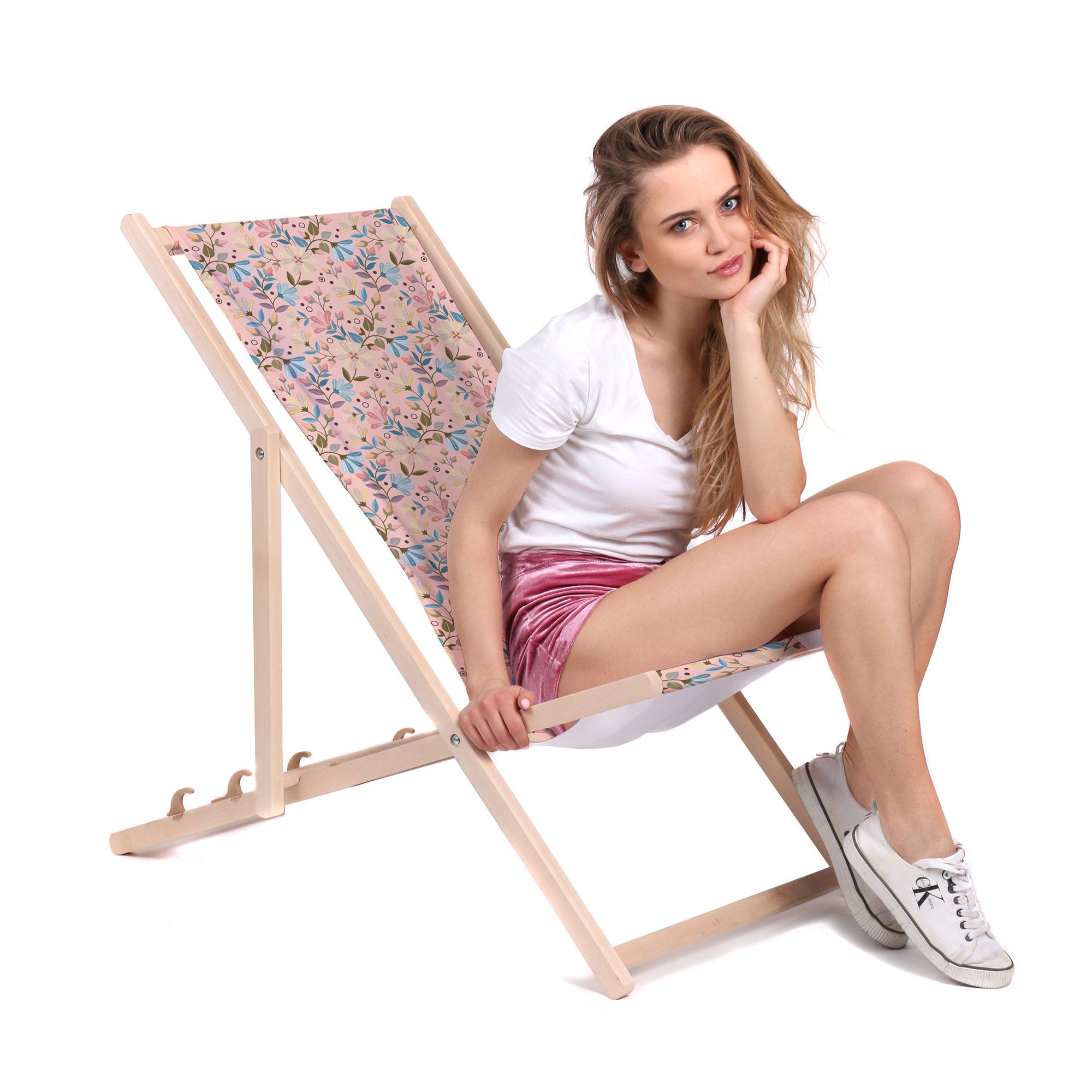 Wooden Deck Chair Morning Flowers-M