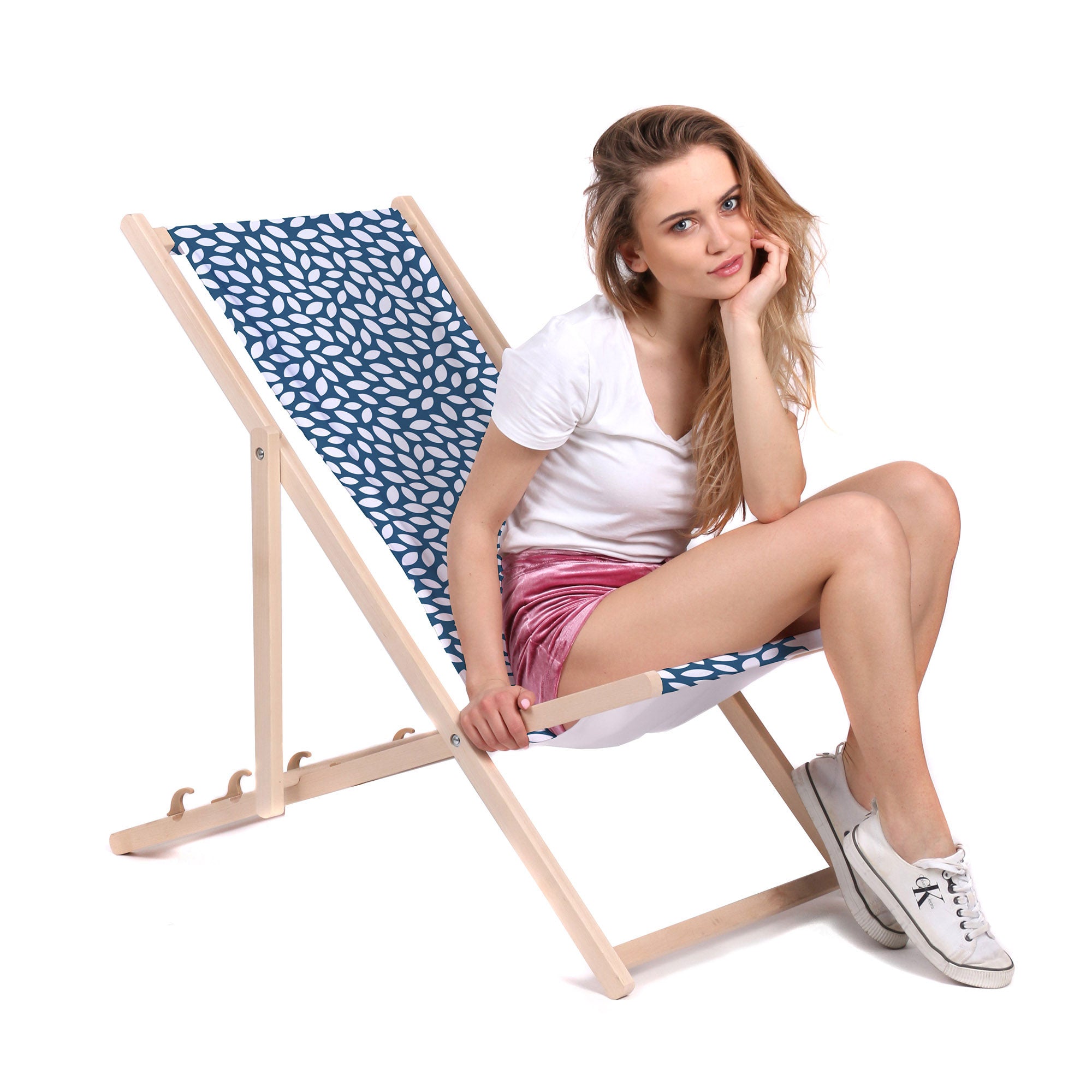 Leżak drewniany Small Navy Petal-M
