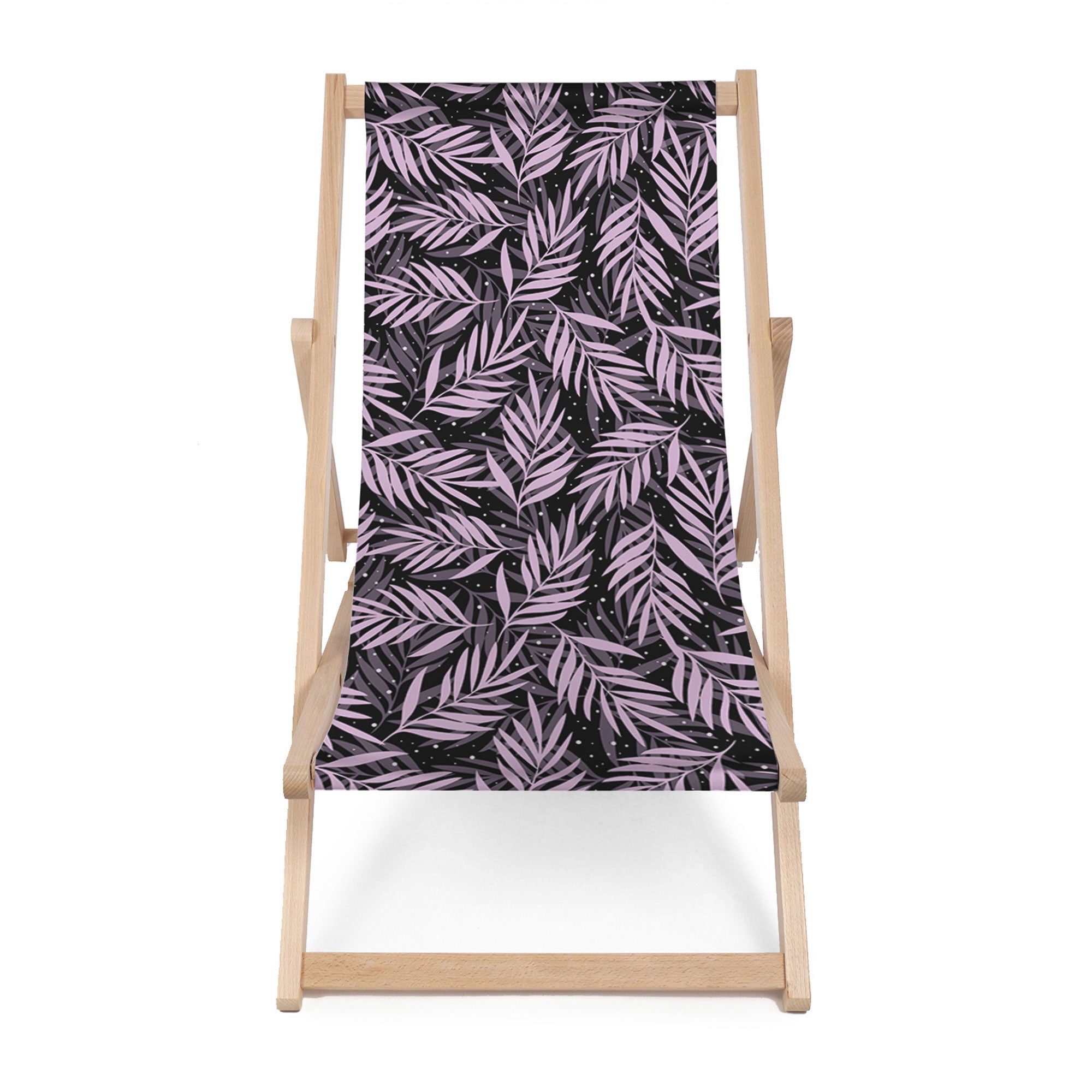 Wooden Deck Chair Palm Leaves in the Night-M