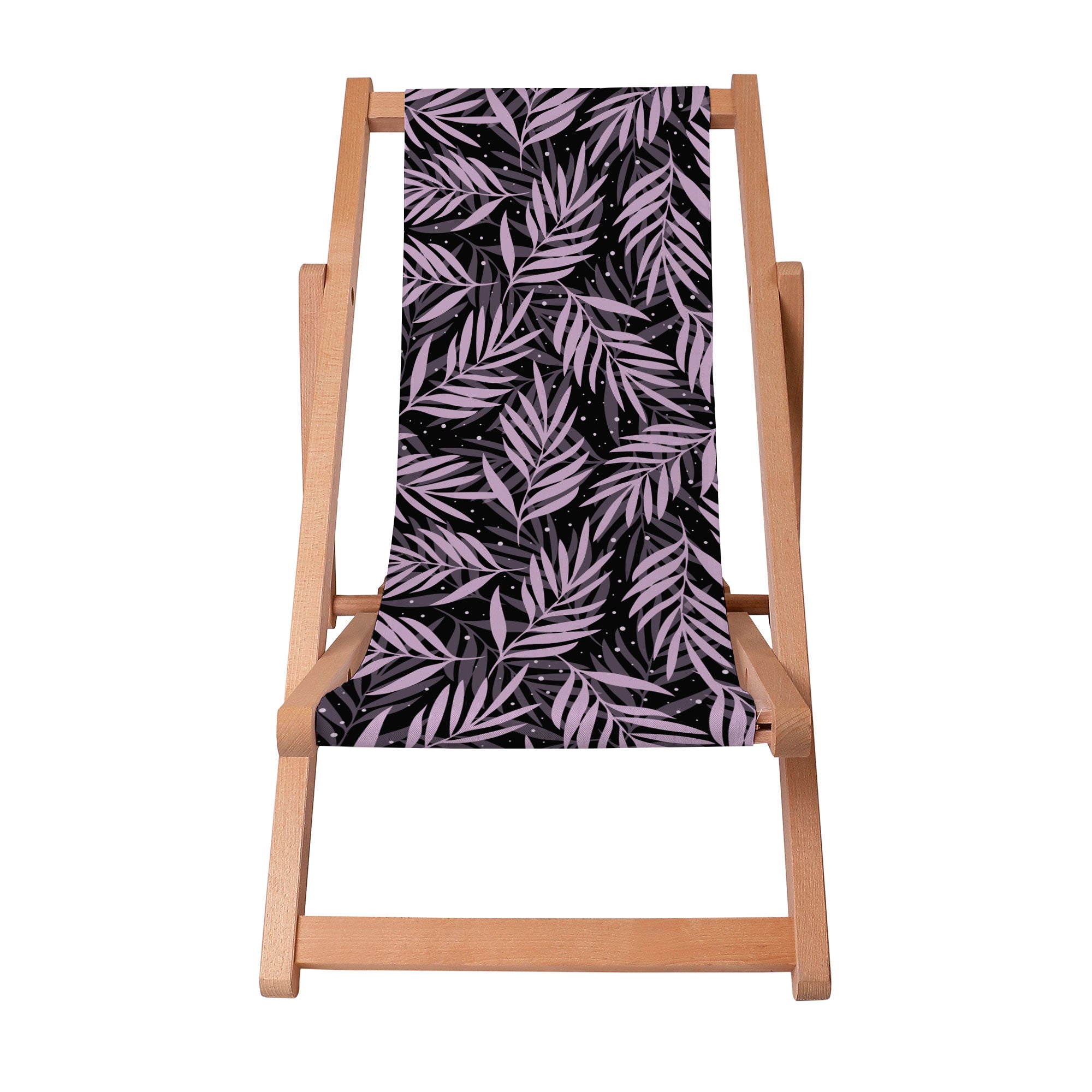 Wooden Deck Chair Palm Leaves in the Night-S