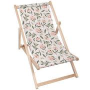 Wooden Deck Chair Peach Tones Flowers-M