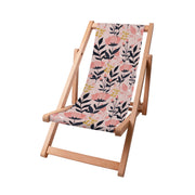 Wooden Deck Chair Pink and Navy Flowers-S