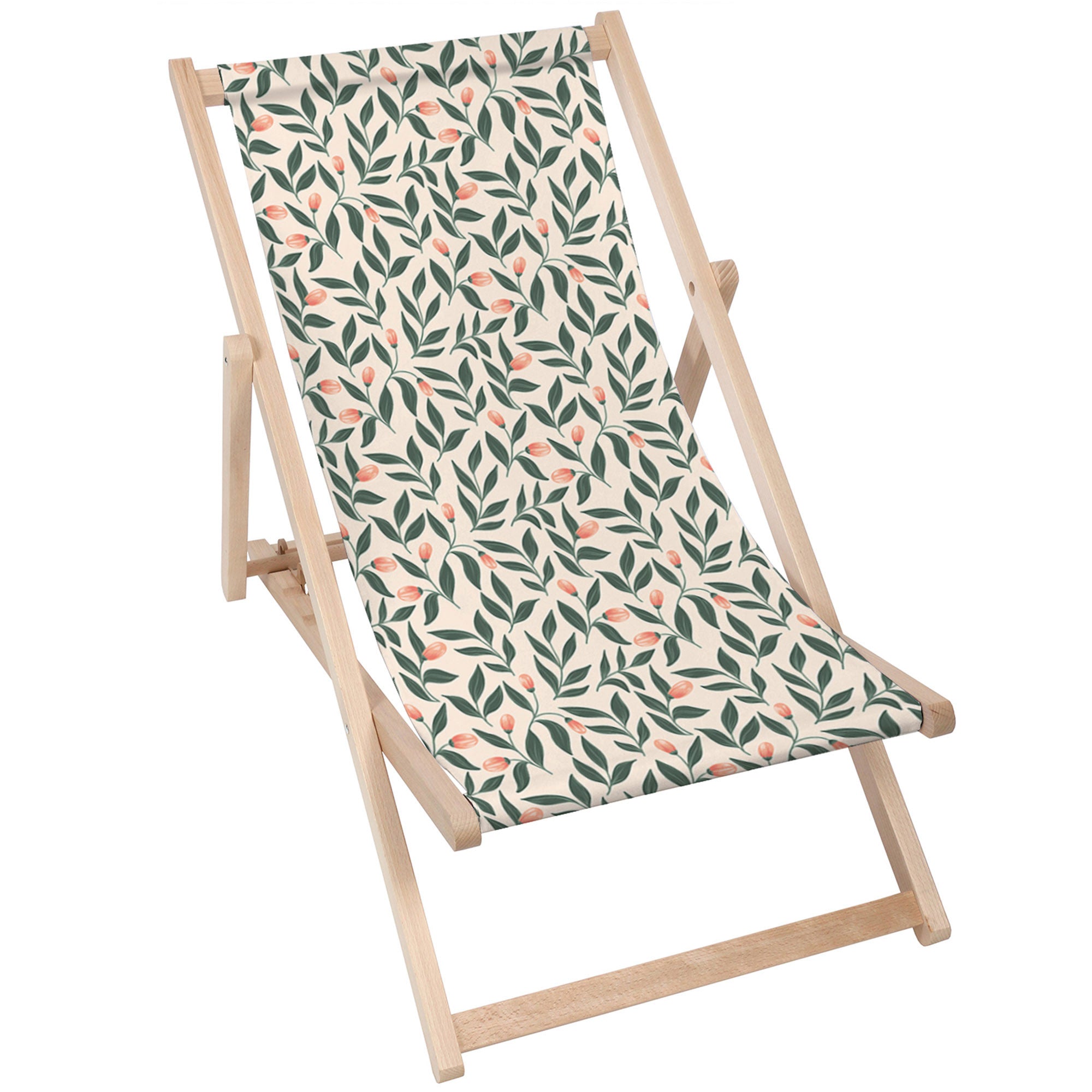 Wooden Deck Chair Pink Berries Pattern-M