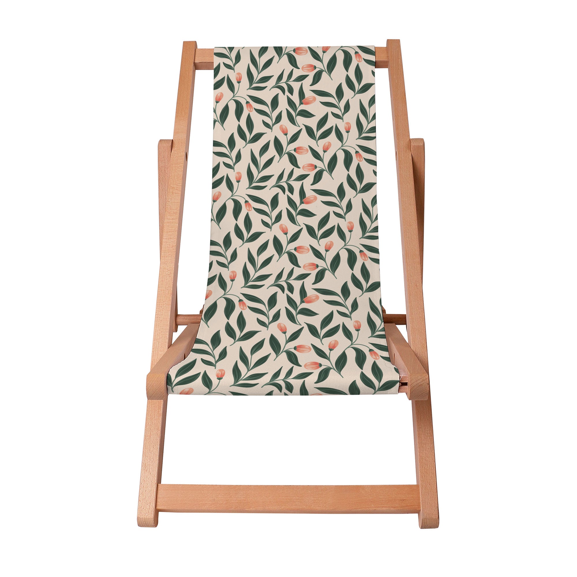Wooden Deck Chair Pink Berries Pattern