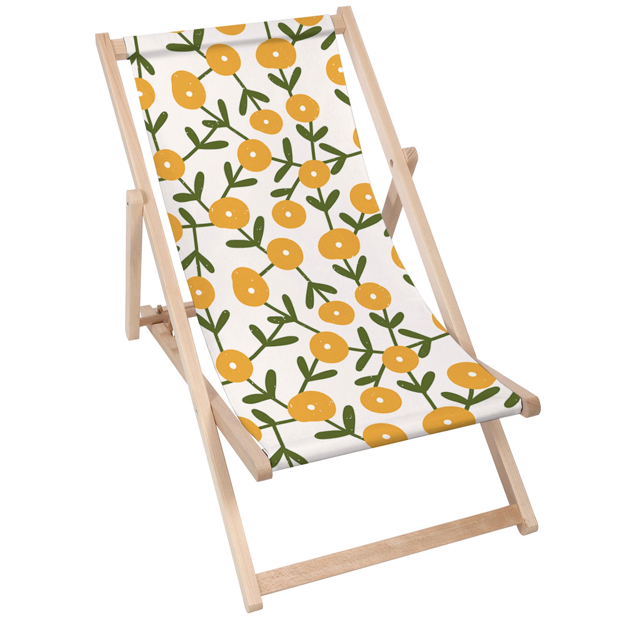 Wooden Deck Chair Scandinavian Green and Yellow-M