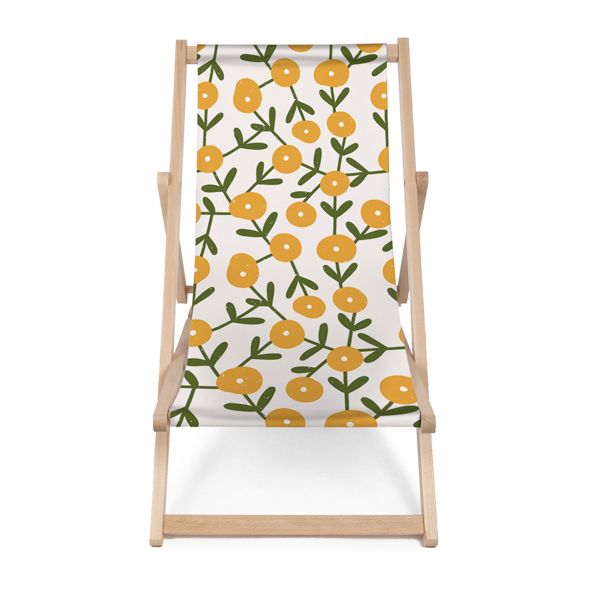 Wooden Deck Chair Scandinavian Green and Yellow-M