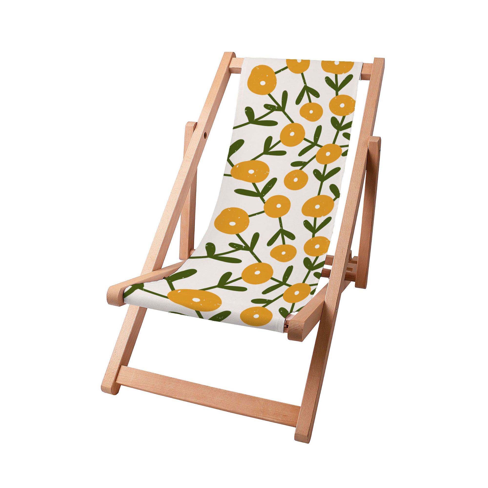 Wooden Deck Chair Scandinavian Green and Yellow-S