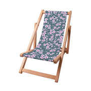 Wooden Deck Chair Abstract Small Pink Flowers