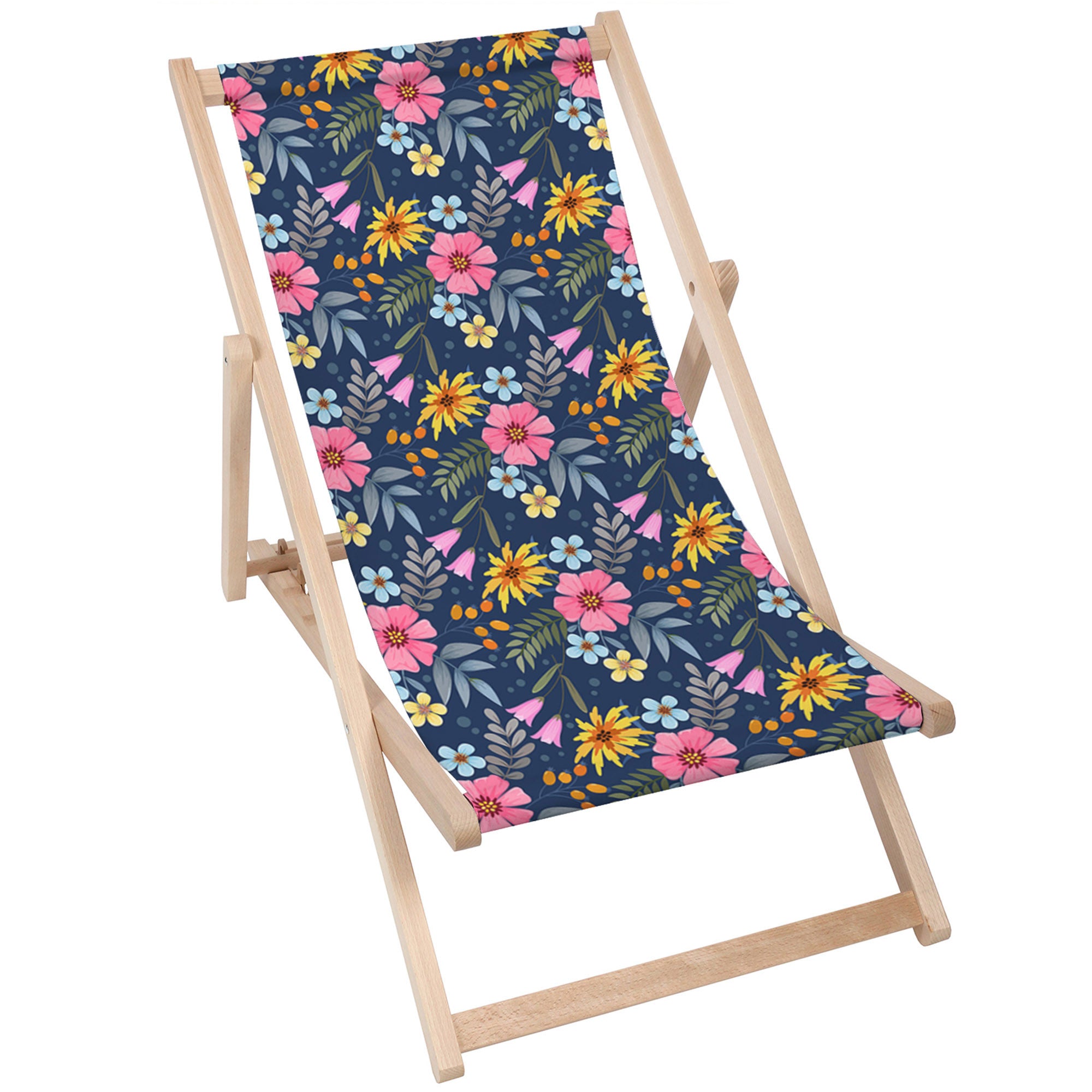 Wooden Deck Chair Spring Flowers-M