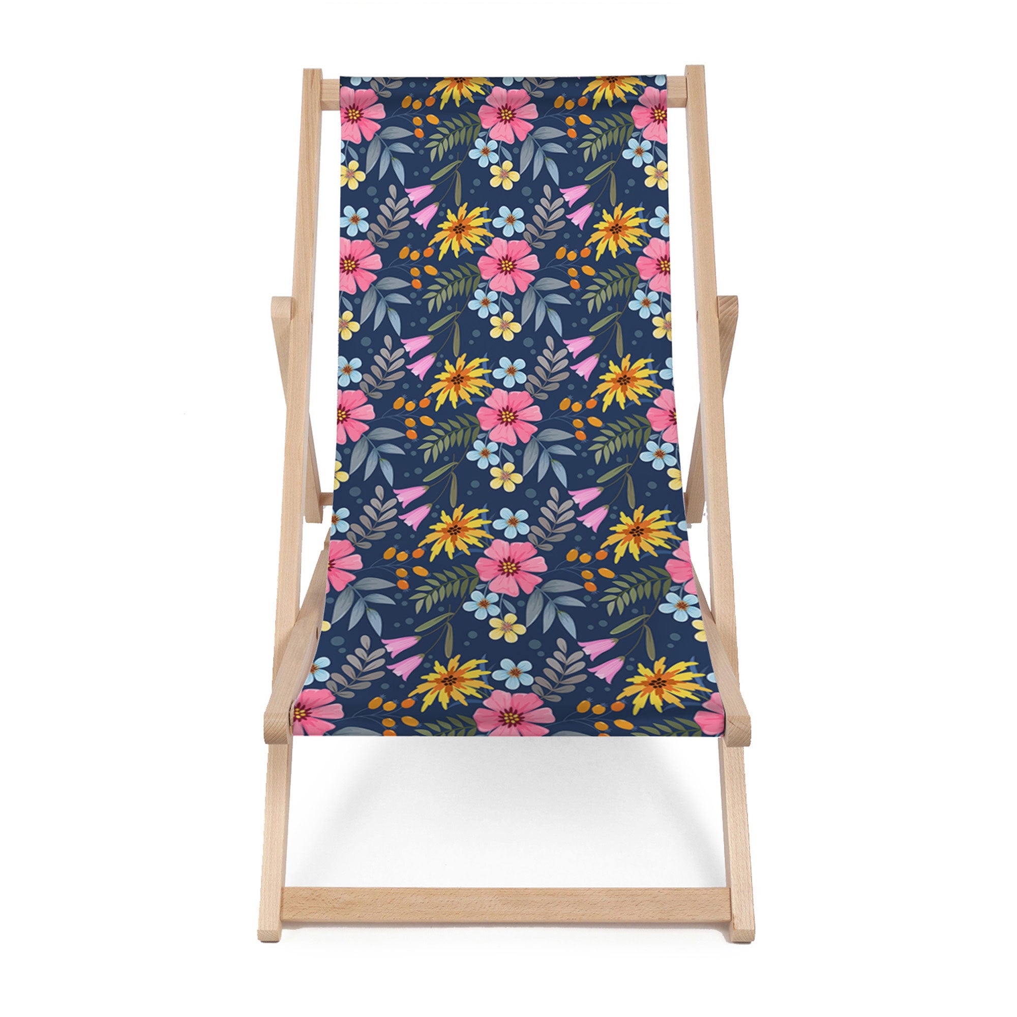 Wooden Deck Chair Spring Flowers-M