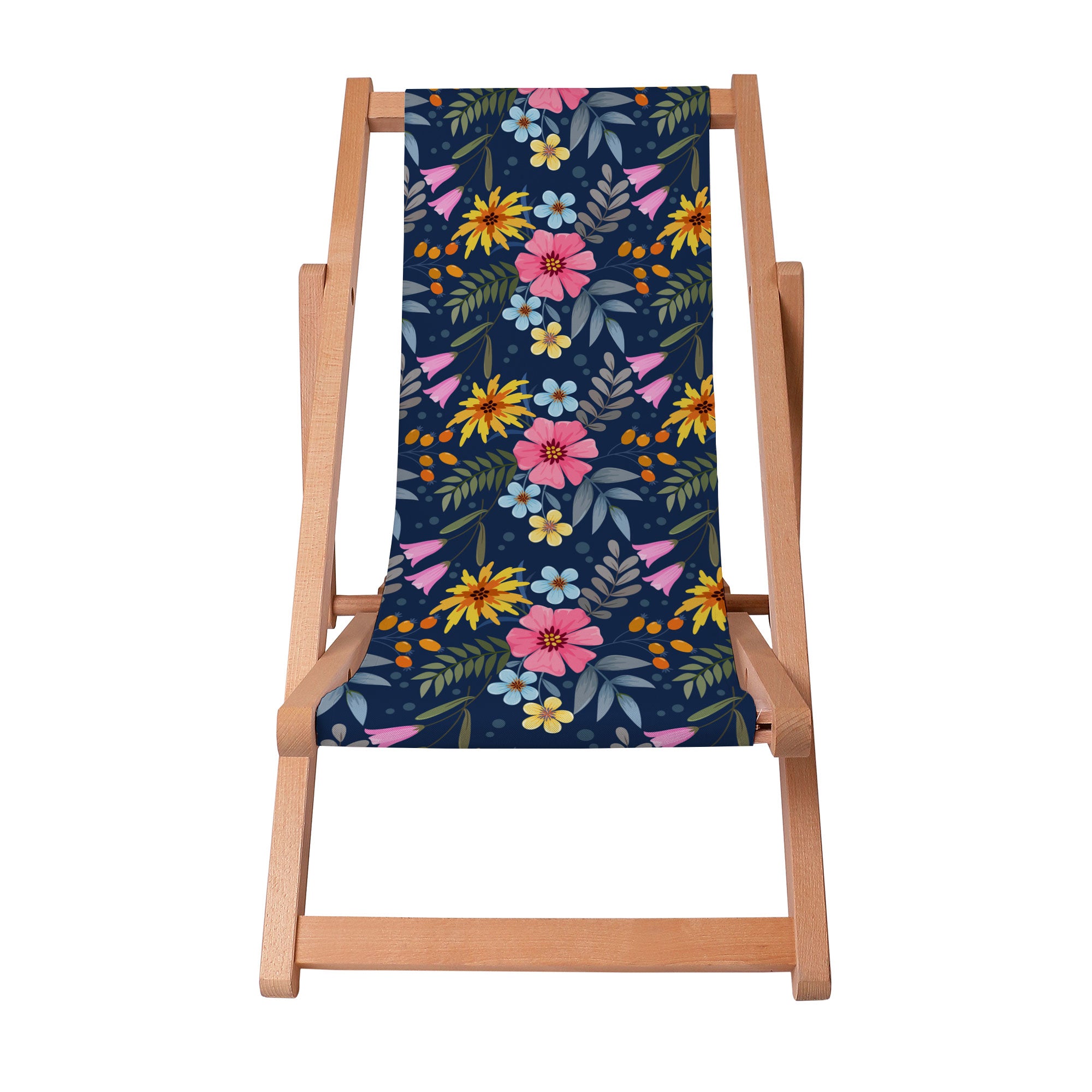 Wooden Deck Chair Spring Flowers-S
