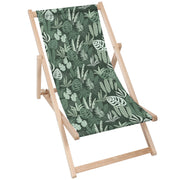 Wooden Deck Chair Tropical Green Leaves Palm-M