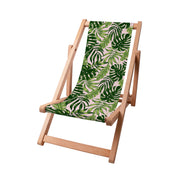 Wooden Deck Chair Tropical Jungle Leaves-S